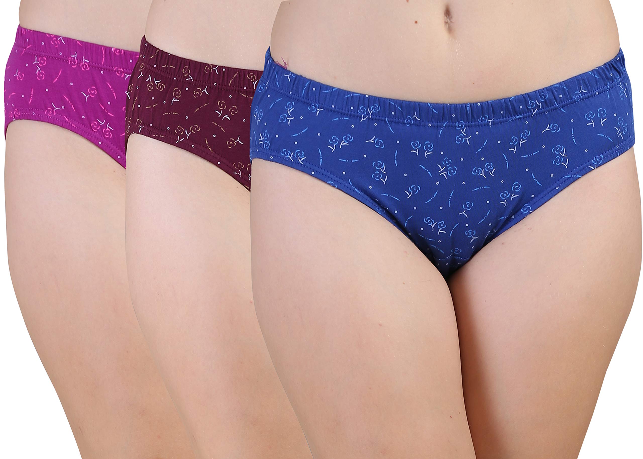 blazon Women's Mid Rise Hipster Soft Skin (Inner-Elastic) Panty | Printed | Combo Pack of 3 | White Base | Available Sizes: S, M, L, XL, 2XL, 3XL, 4XL, 5XL-picture-48
