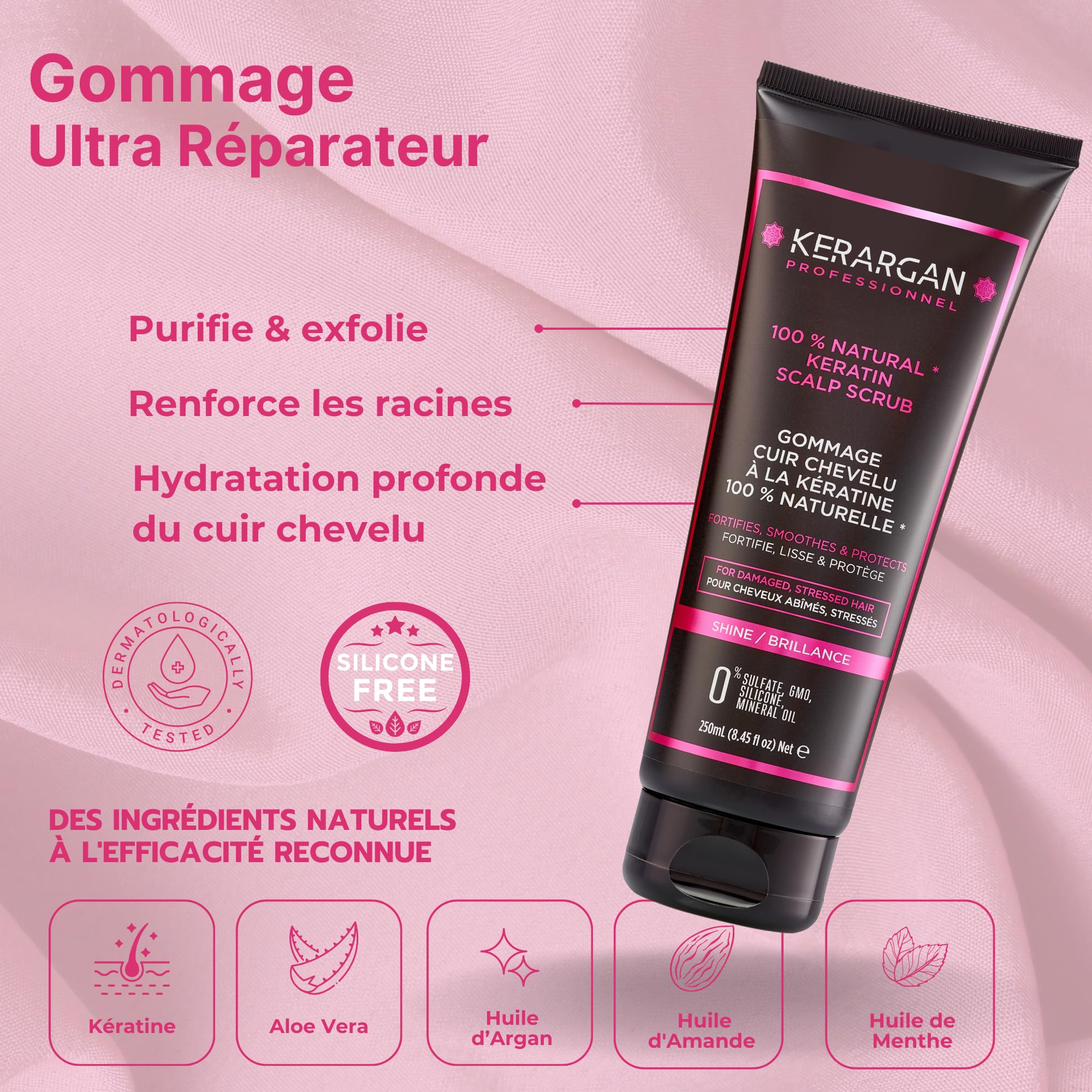 Kerargan, Mask and Scalp Scrub Duo with Keratin for Damaged and Stressed Hair, Nourishes, Exfoliates, and Protects - Image 4