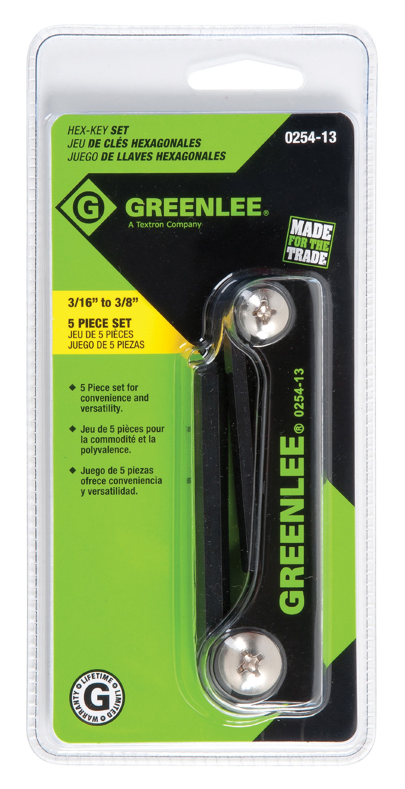 Greenlee0254-13 Folding Hex Key Set, 5-Piece