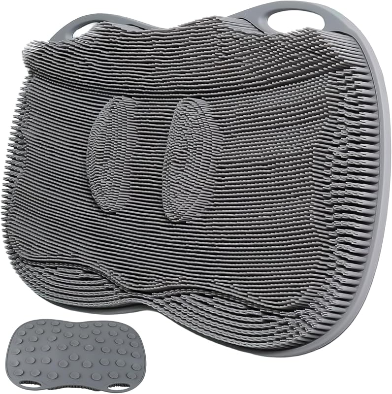 Tapete de silicone para lavagem de pés e costas ozner com ventosas, cinza