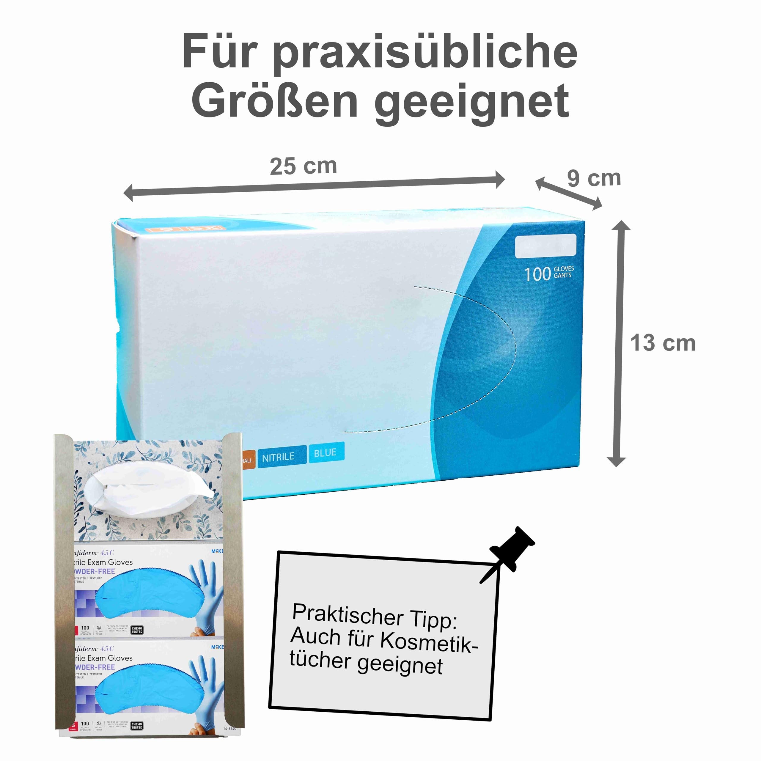 Generisch Wandhalterung für Handschuhe Handschuh Halter Handschuhspender für Einmalhandschuhe Nitrilhandschuhe (für 3 Boxen) - Edelstahl Handschuhhalter - Handschuh Halterung für Einweghandschuhe