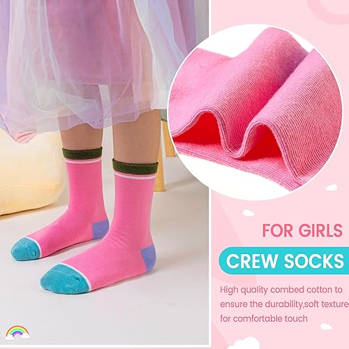 Miniatura 4 de WEVIAS Calcetines para niñas, calcetines de algodón a rayas para niños, 6 pares