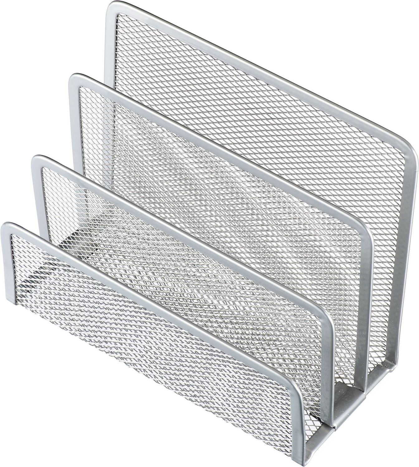 Porta-lettere a 3 scomparti in metallo 140 x 70 x 97 mm argento