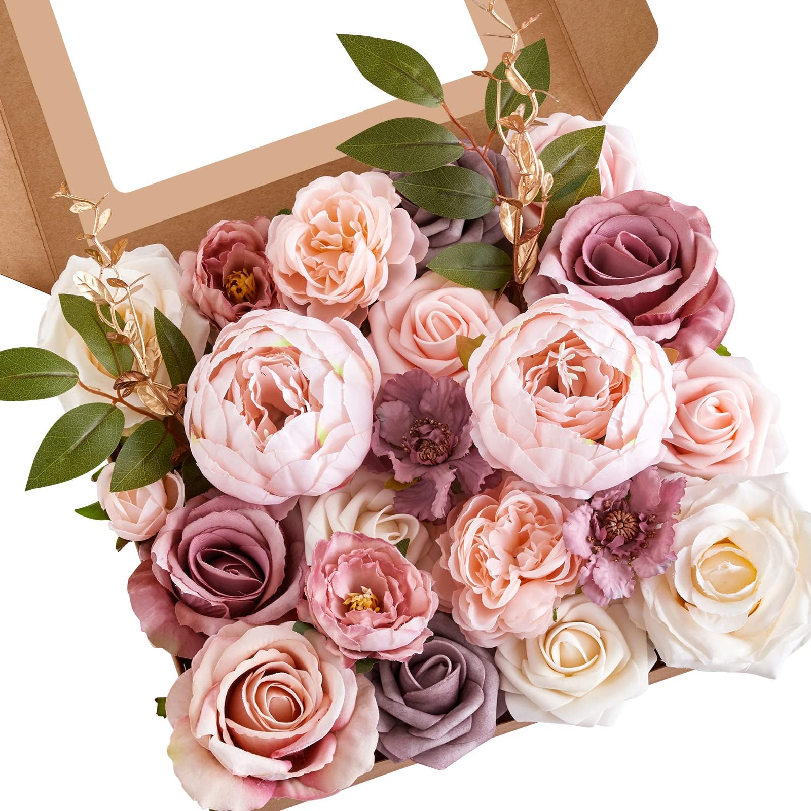 Serwalin Sztuczne kwiaty, różowe kwiaty na tort weselny, sztuczne zakurzone róże, piwonie do bukietów, dekoracja stołu, dekoracja domu, baby shower, kwiaty, z łodygami, DIY, 2 szt