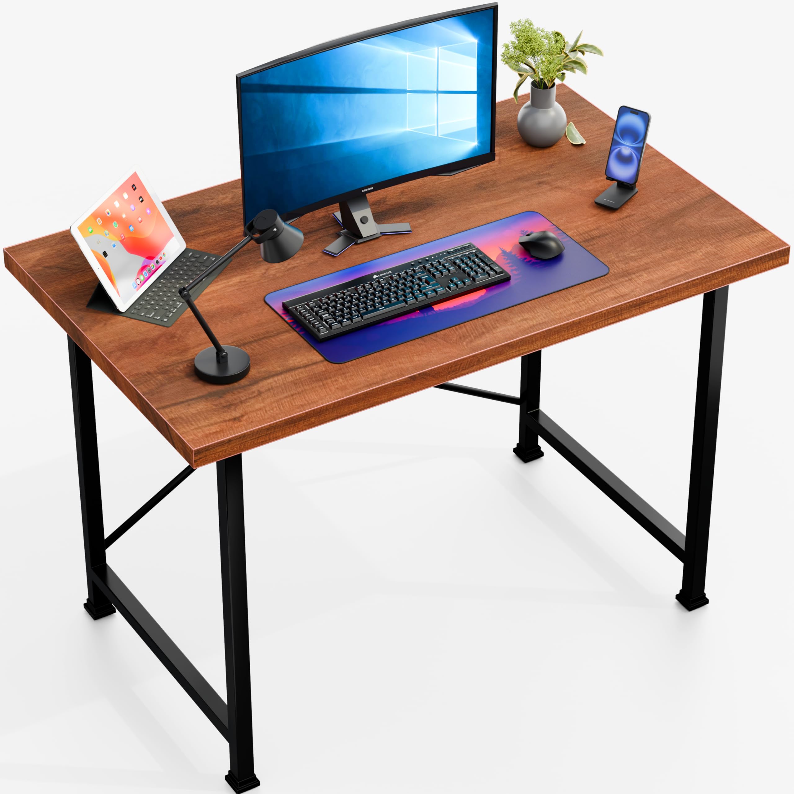 CATIVE Engineered Hard Wood Study Table Computer Desk Laptop Study Table for Office Home Workstation Writing Modern -Size-90L*60W*75H CM (2 Year Warranty) (Black & Brown)