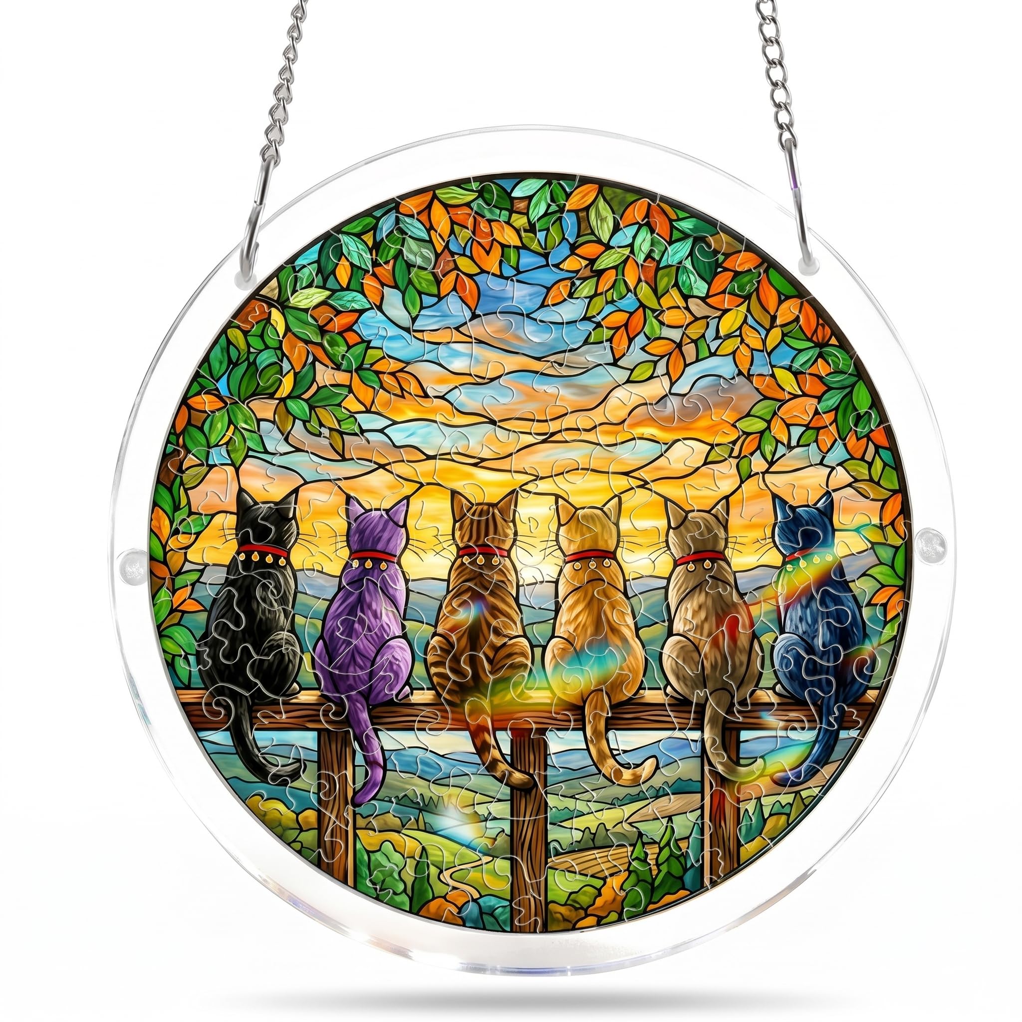 Cat Suncatcher Puzzles, Acrylic Jigsaw Puzzle Suncatcher (A)