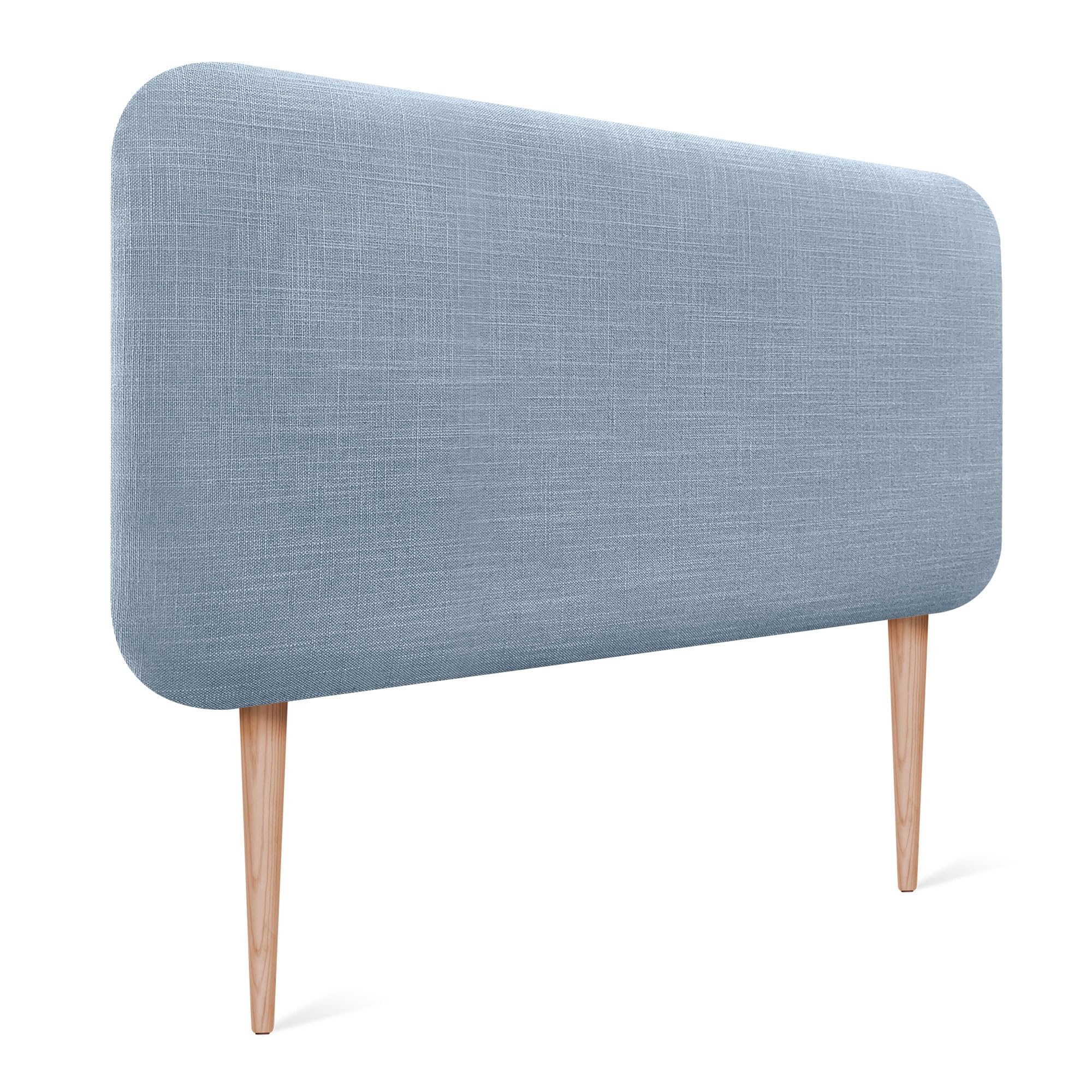 DHOME Testiera Imbottita Liscia Arrotondata in Lino Naturale con Gambe per Parete Acustica Testate Letto Fonoassorbenti Camera da Letto (Blu, 110cm)