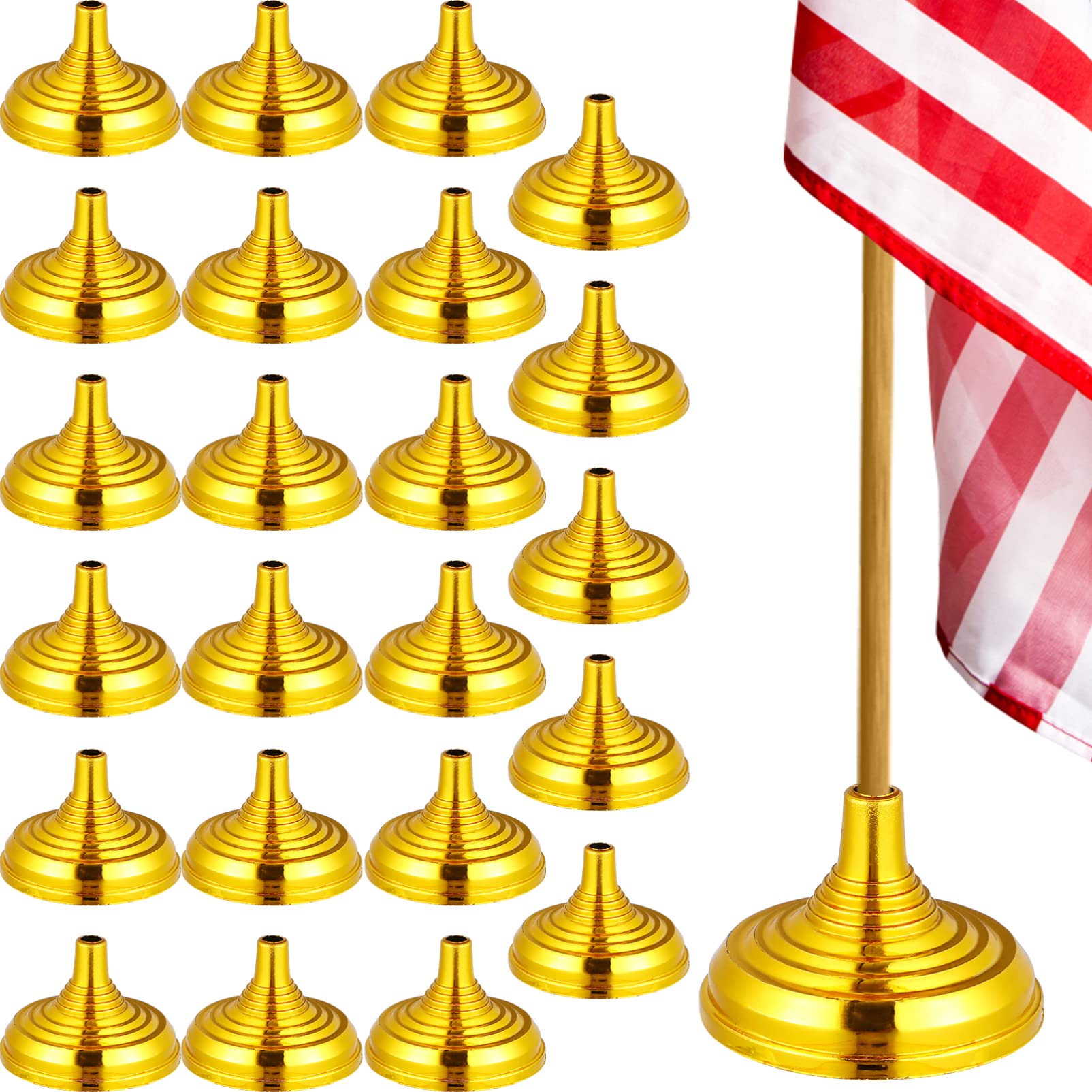 Sponsored Ad – NUOBESTY 24pcs Gold-plated Tiny Flag Holders with Round Base Durable Table Flag Stands for Office Conference and Party Decorations Elegant Base Holder for Miniature