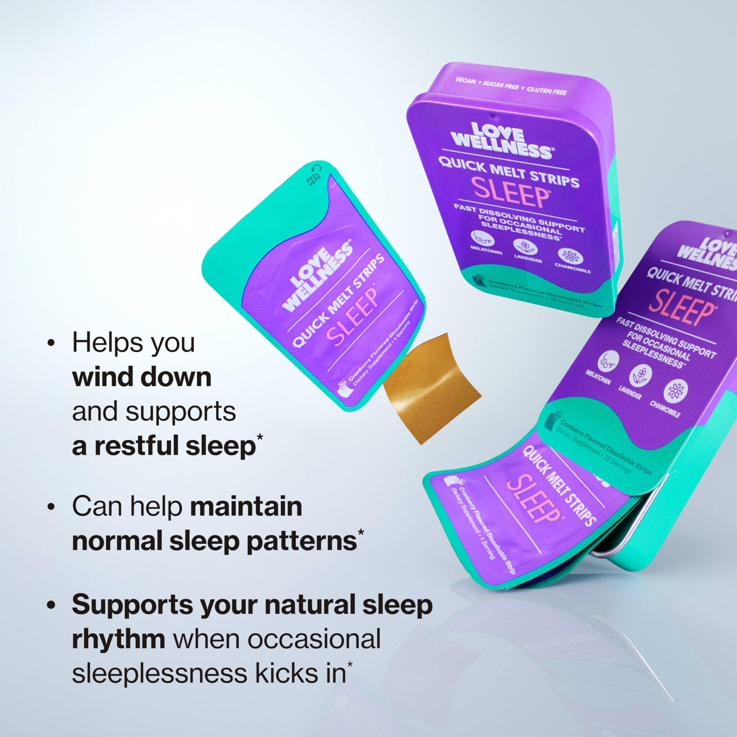 Love Wellness | Sleep Quick Melt Strips | No Water Needed | 32 Strips — Amazon image 2