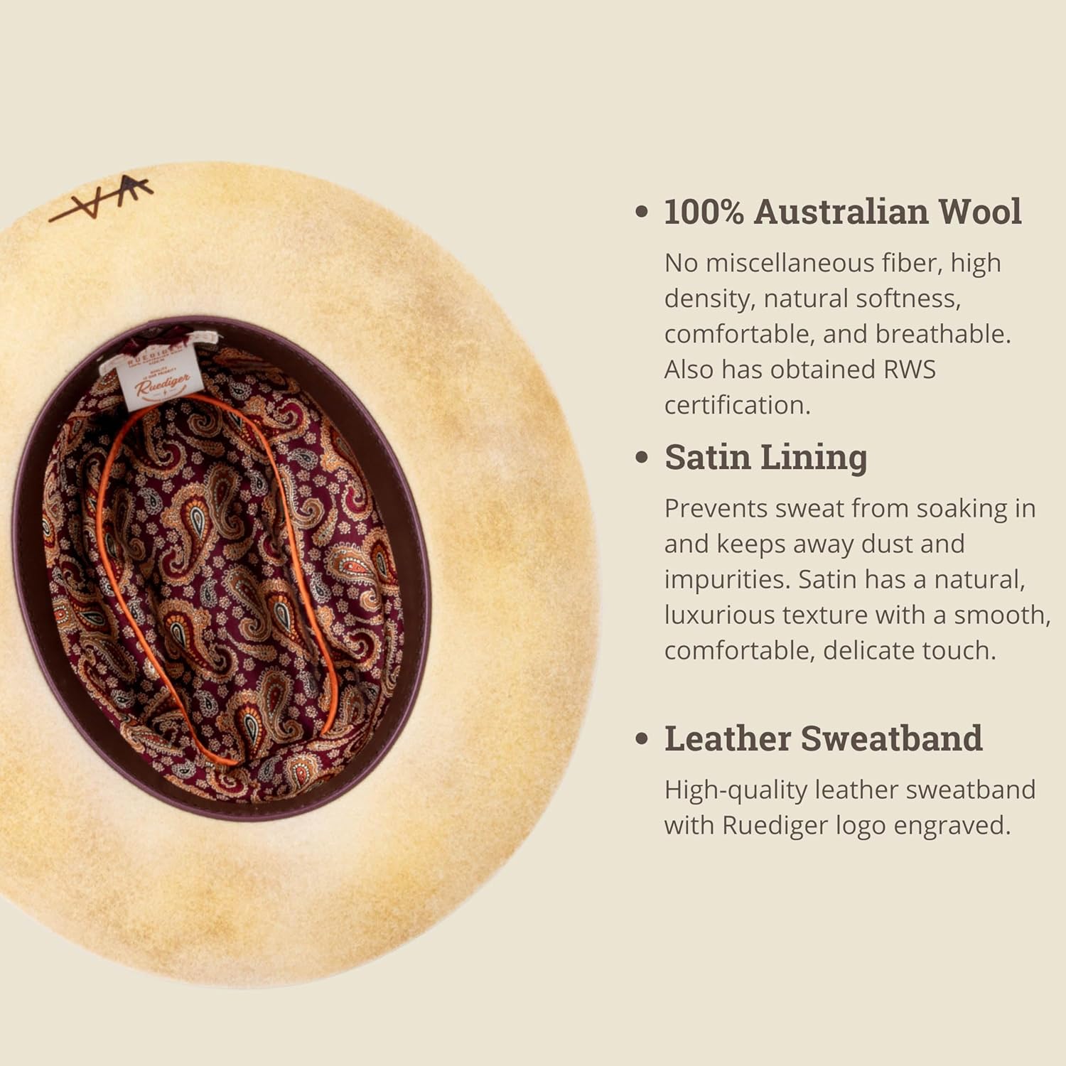 RUEDIGER Vintage Short Brim Fedora Hats 100% Wool Firm Felt Hat Panama Gambler Hat with Lightning Logo Handmade Distressed - Image 2