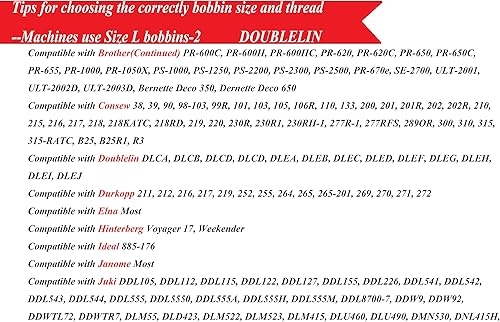 Miniatura 5 de Bobina preenrollada, lado de plástico, tamaño L (SA155, tamaño 9.4), blanco, 144 piezas, poliéster 60S2 para bordado, doblelin, compatible con