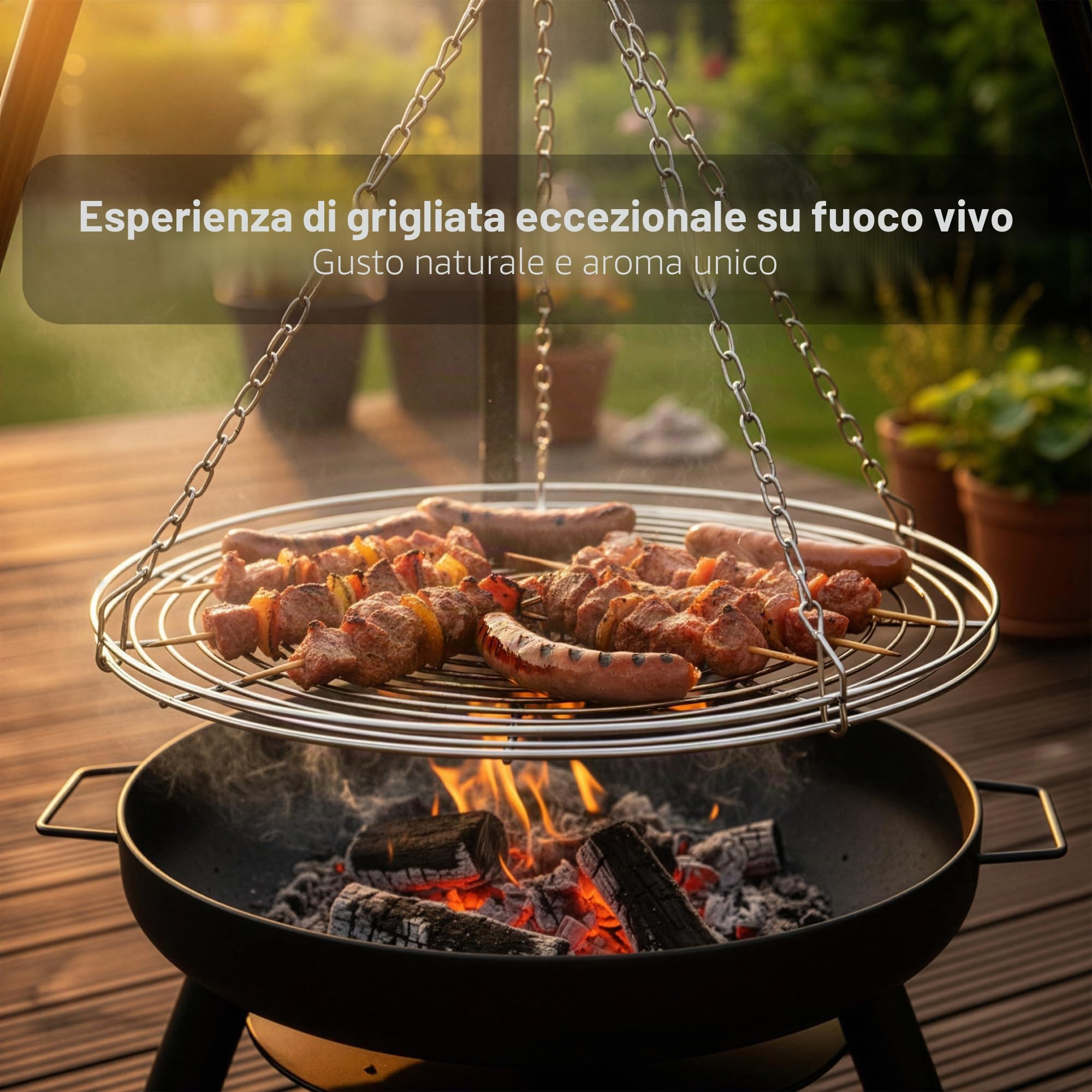 LEHMANN Braciere da Giardino con Griglia Ø 60 cm - Braciere da Esterno per Terrazza, Giardino, Balcone - Struttura in Acciaio - Robusta e Durevole - Nero - 12 kg