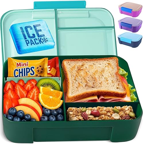 Miniatura 13 de Caja bento doble premium para adultos, 67 fl oz libre de BPA - Lonchera apilable negra con tapas a prueba de fugas y divisores, perfecta para Negro