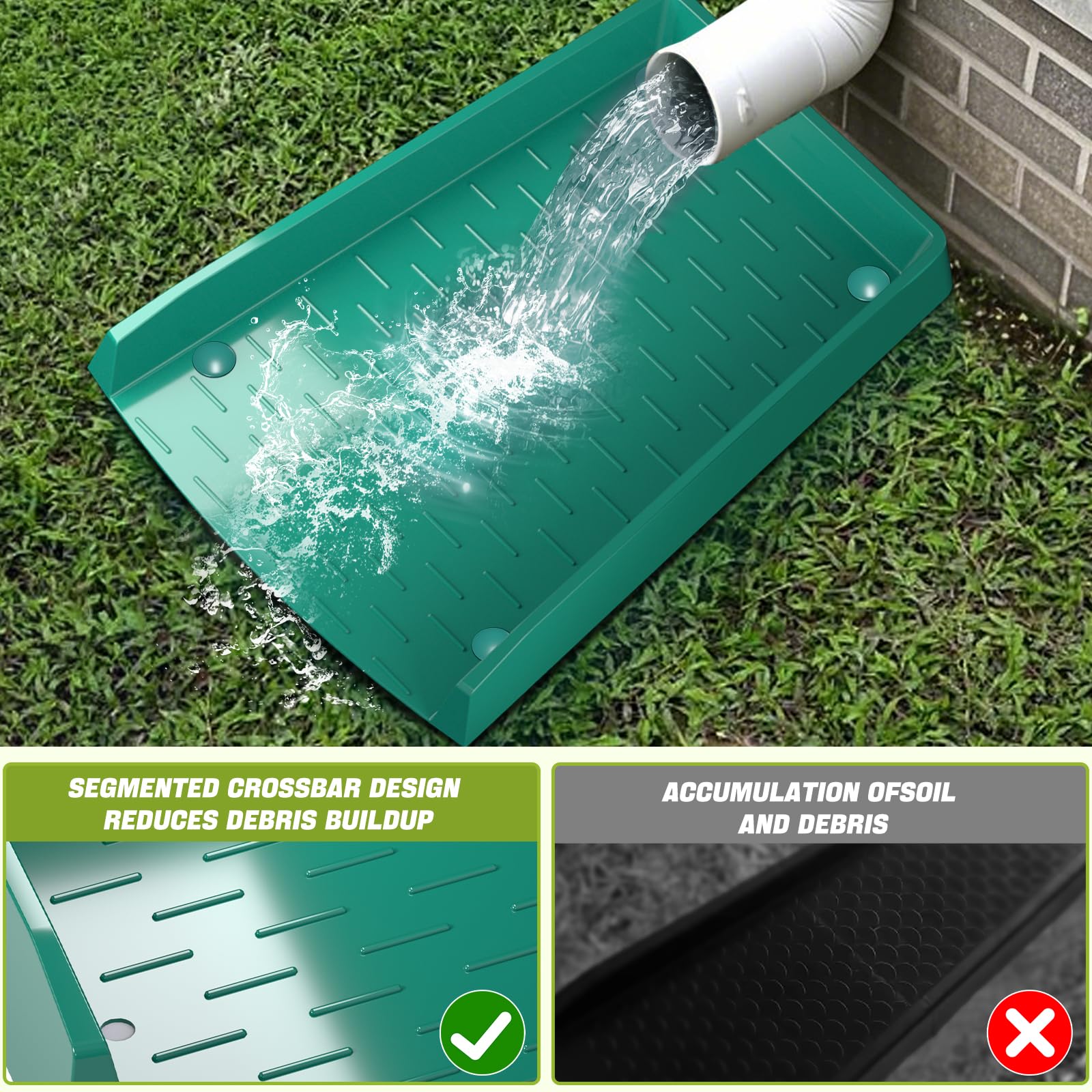 Paquete de 4 extensiones de bajante de canalón de lluvia, extensiones de canalón extra anchas de 12 pulgadas para drenaje de agua, extensor de boquilla de abajo, desviador de protector de canalón de