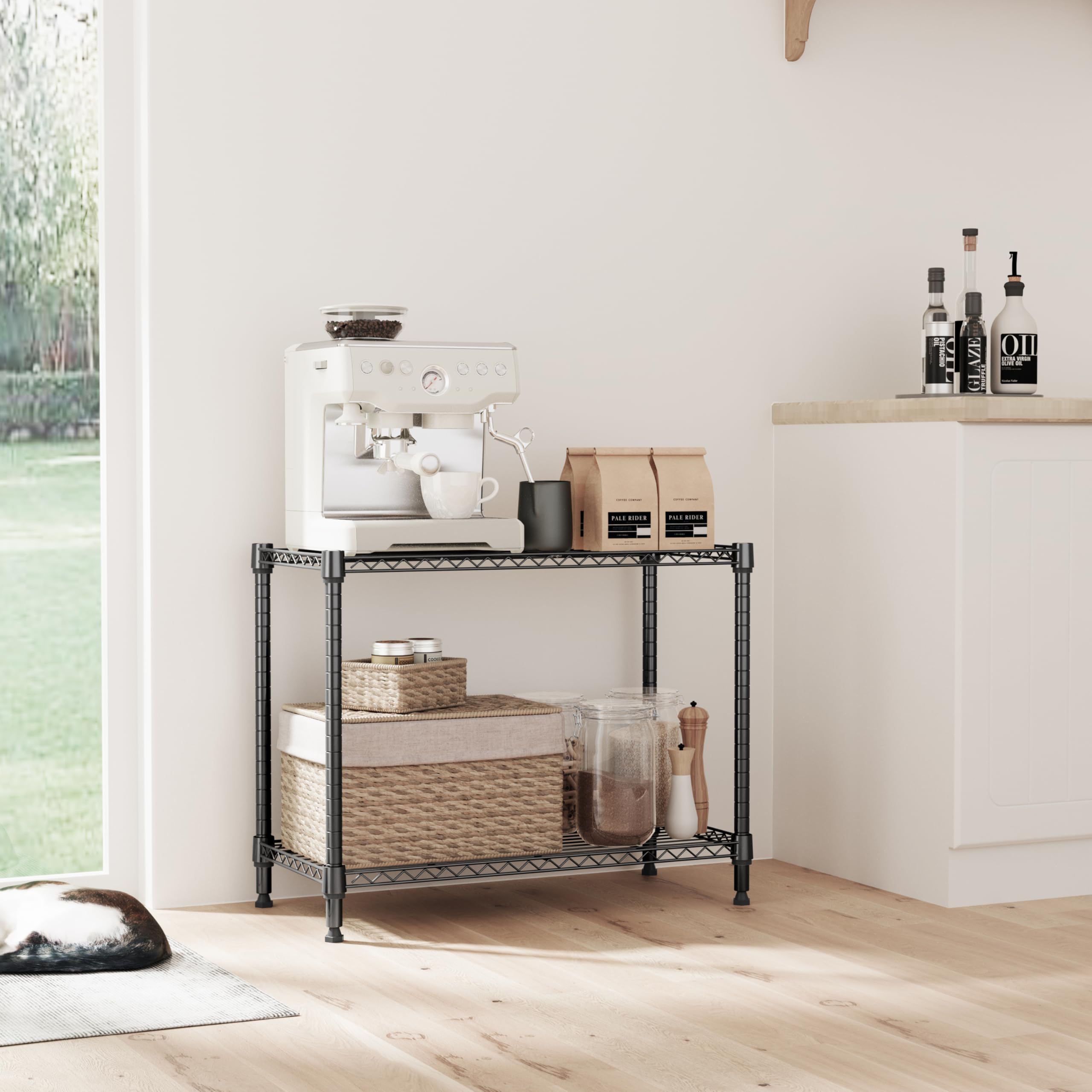 Amazon.com: IZEUK 2 Tier Adjustable Metal Storage Shelving Unit
