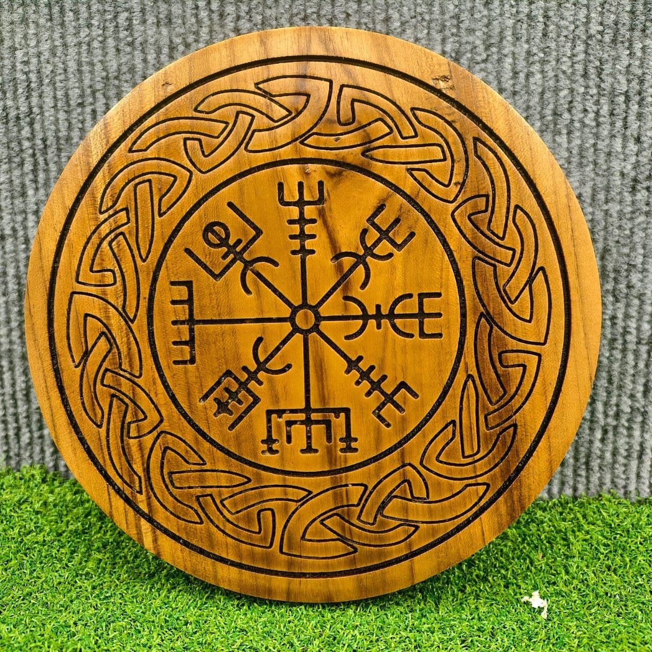 THOR INSTRUMENTS Rosicrucian Rose Cross Wall Art, Wood, Natural Finish, Mystical Symbols, Sacred Geometry Design, 8x8x1 Inches