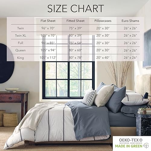 Miniatura 4 de Nate Home by Nate Berkus - Juego de sábanas de algodón 300 hilos, 4 piezas, tejido de satén suave y liso de mDesign, tamaño Queen, sábana encimera,