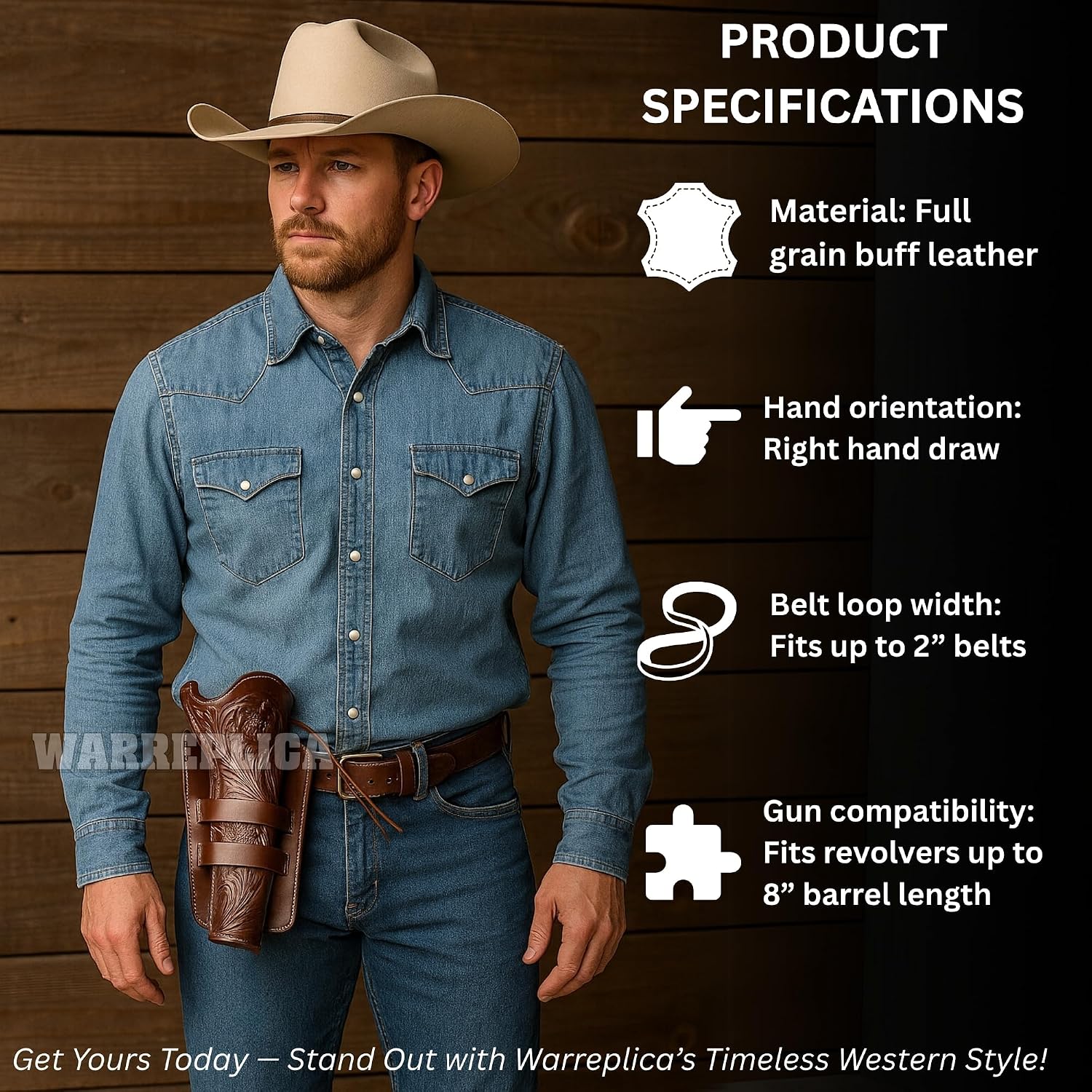 Warreplica Western Tanned Leather Holster Fits The Colt Uberti Pietta Traditions Model 1851 1861 Navy 1860 Army Ruger Old Army Cowboy Holsters for Revolvers