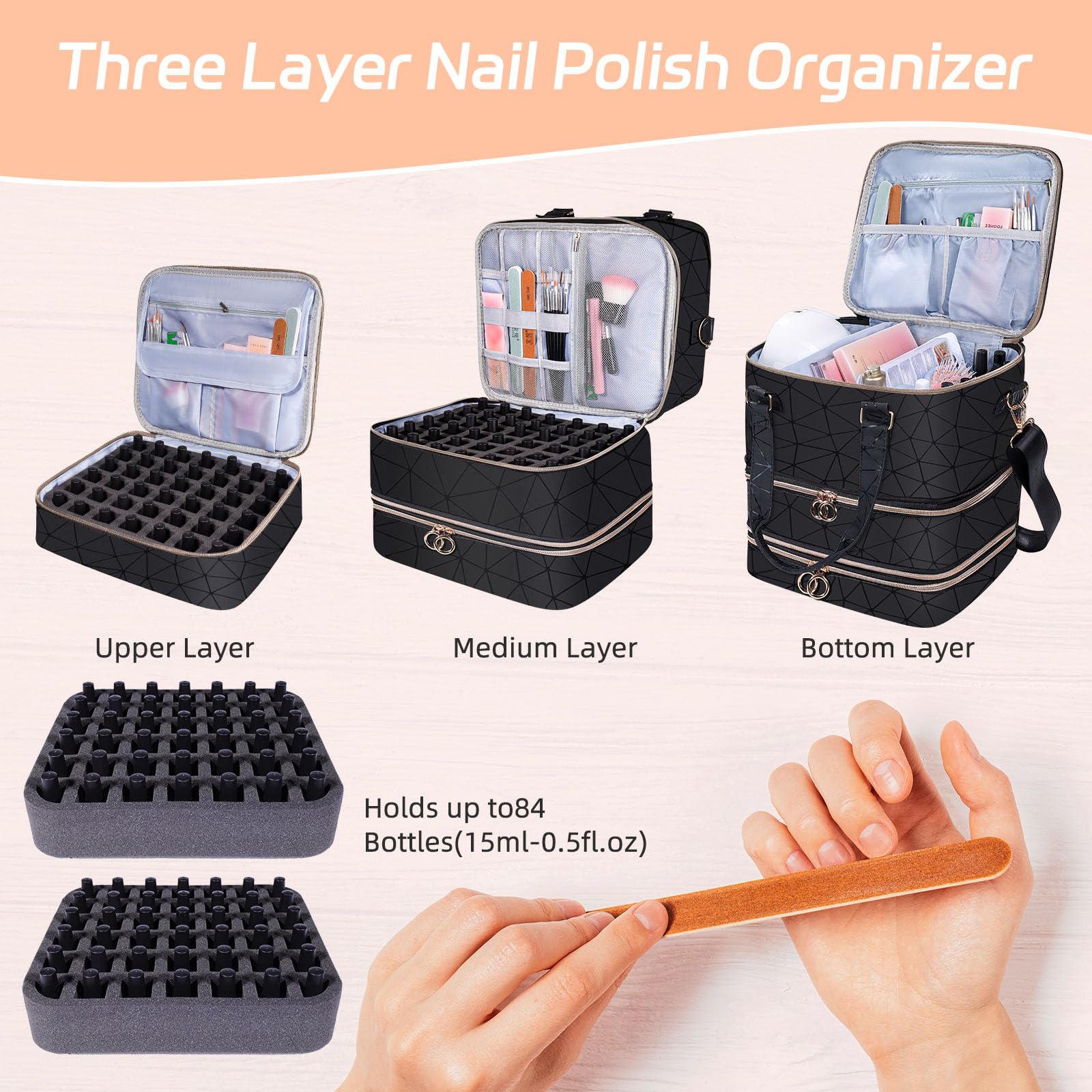 Organizer per smalto nero, 84 pezzi
