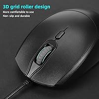 Vista 5 de Sherr Ratones de computadora USB con cable negro, 10 piezas, DPI ajustable 800/1200/1600, mouse con cable de 4 botones para oficina en casa