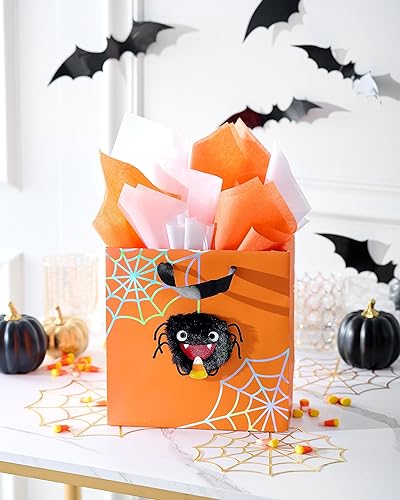 Miniatura 6 de Papyrus Bolsa de regalo mediana de Halloween de 8.5 pulgadas, patrón de araña (1 bolsa)