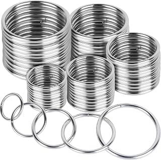 FANDAMEI 50pcs Silver Metal O Rings Set - 5 Sizes 16mm-38mm for Macrame, Dog Leashes, Crafts, Camping, Bags & Hardware