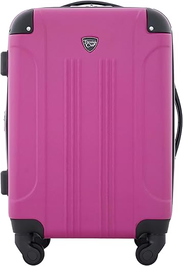 Travelers Club Chicago Hardside Expandable Spinner Luggage, Fuchsia, 20" Carry-On