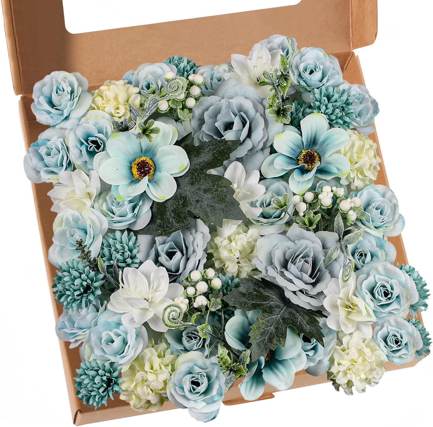 57pcs Artificial Flowers Box Set, Silk Artificial Small