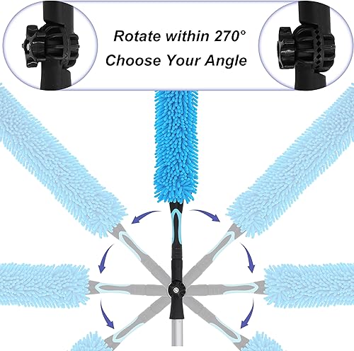 Miniatura 6 de Ventilador de techo flexible de microfibra y chenilla flexible para limpiar cualquier hoja de ventilador con poste de aluminio de 4 pies