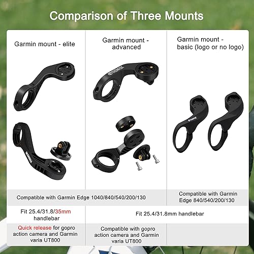 Miniatura 2 de Thinvik Soporte delantero para computadora Garmin Edge 840830820810540530520Plus52051050020013025 GPS compatible con manillar de 1.252 in 1.000 in