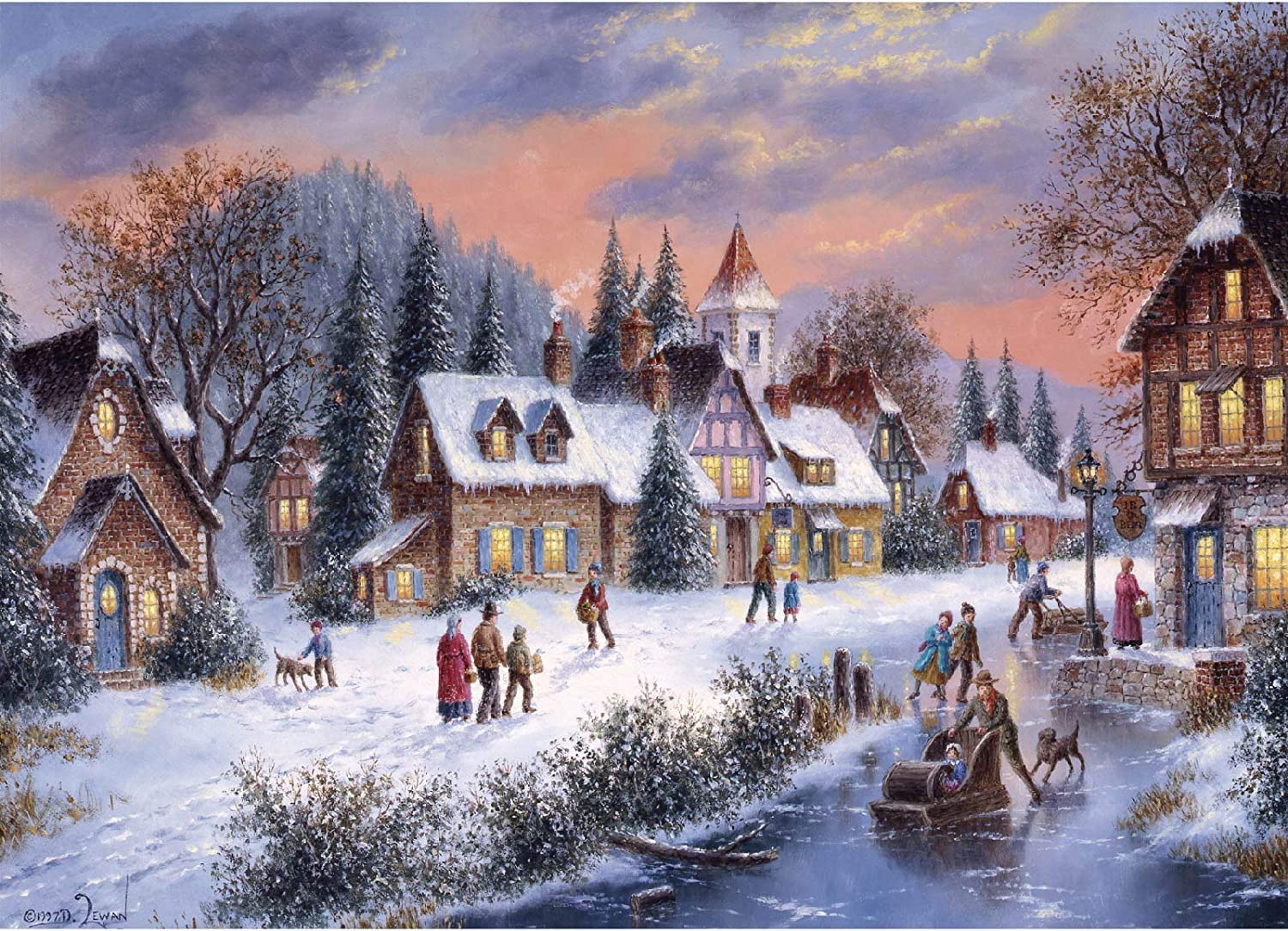 Jigsaw Puzzles for Adults 1000 Piece Snowy Winter Night 27.56 x 19.69 Inch Puzzles for Adults 1000 Pieces Christmas Puzzles for Adult