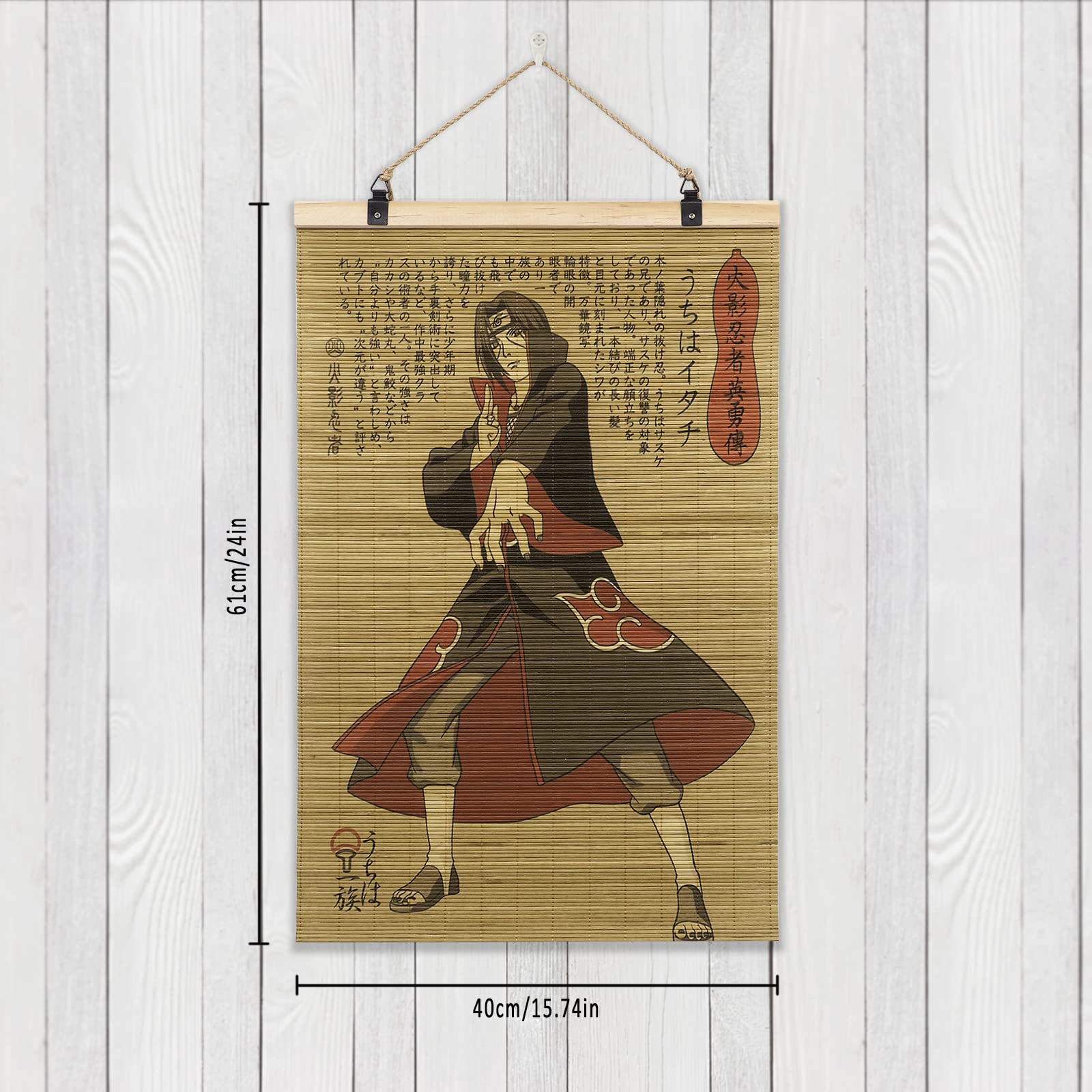 Kakemono Akatsuki Naruto 142x33 Cm - Tableau à Rouler En Tissu Avec Bandeau Nukenin, Crochets Inclus