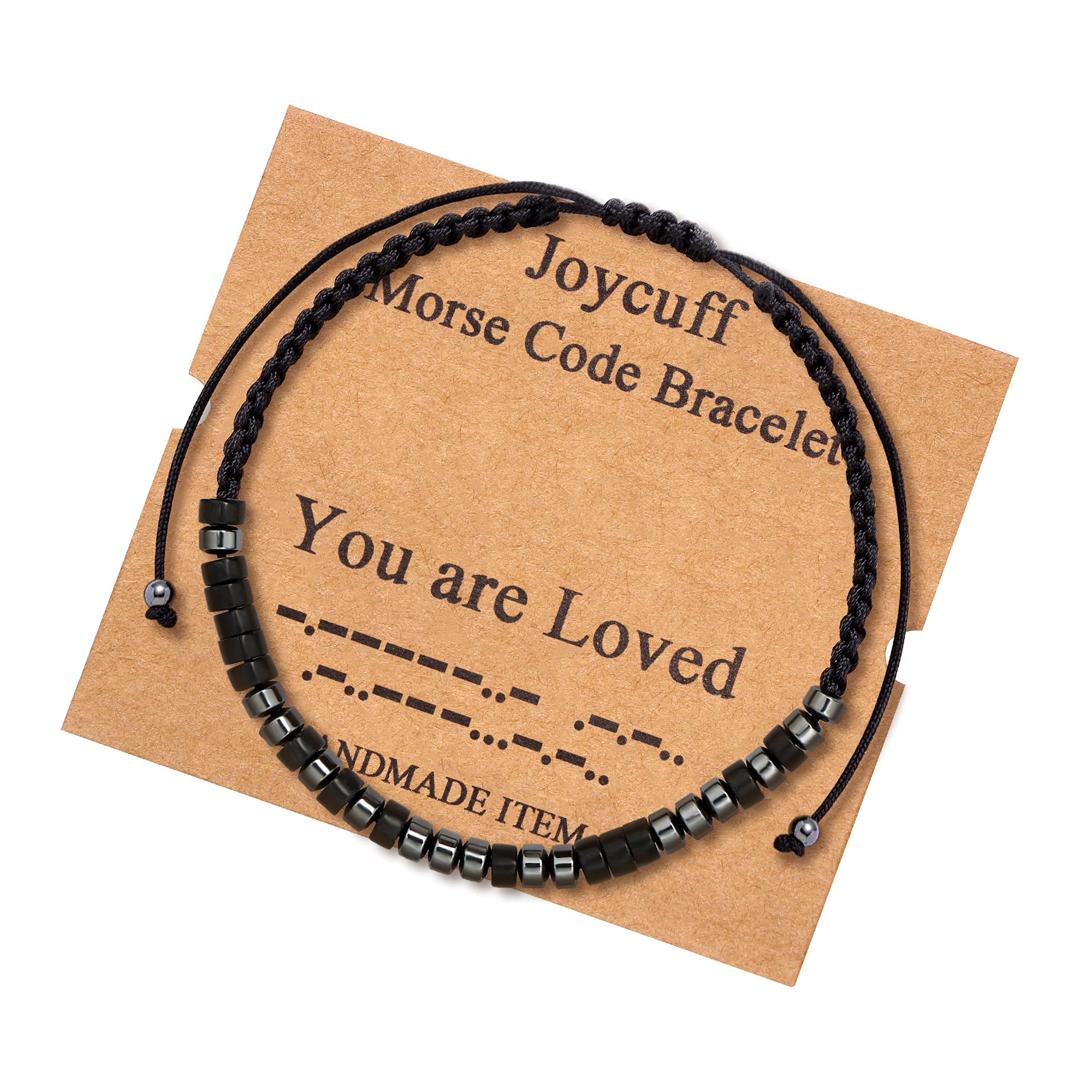 JoycuFFInspirational Morse Code Bracelets for Women Teen Girls Gifts for Her Best Friend Mom Daughter Sister Aunt Wife Girlfriend Encouragement Funny Jewelry Silk Beaded Wrap Bracelet Adjustable