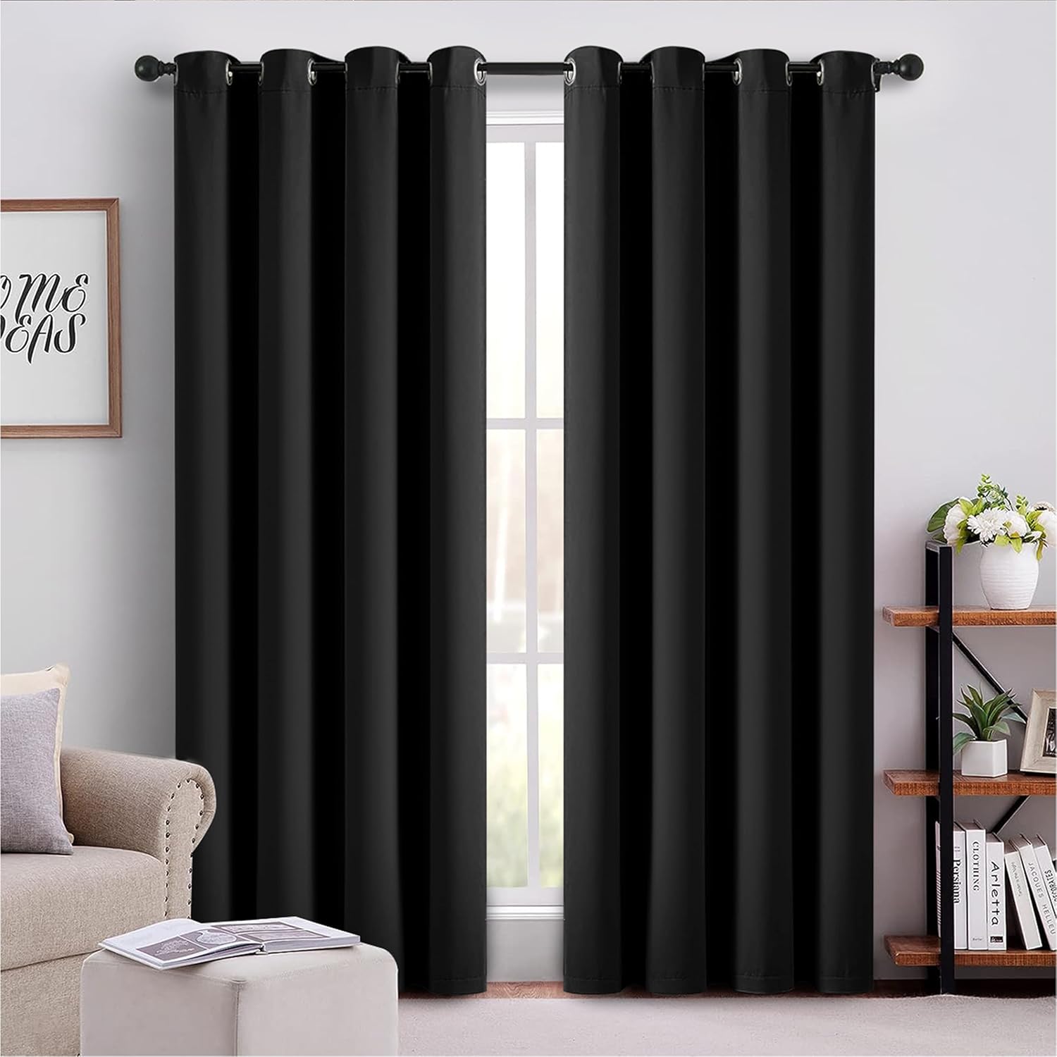 AMEHA Eyelet Blackout Curtains for Bedroom Soundproof Thermal Insulated ...