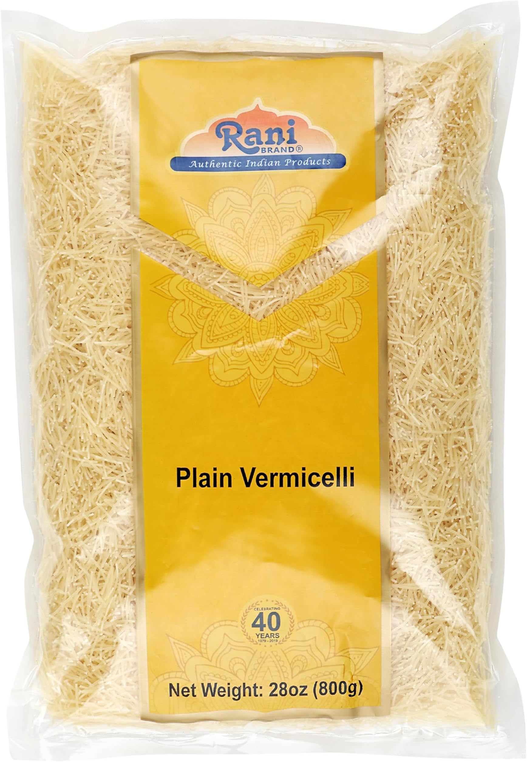 Rani Plain Vermicelli (Wheat Noodles) 28oz (1.75lbs) 800g ~ All Natural | Vegan | NON-GMO | Indian Origin