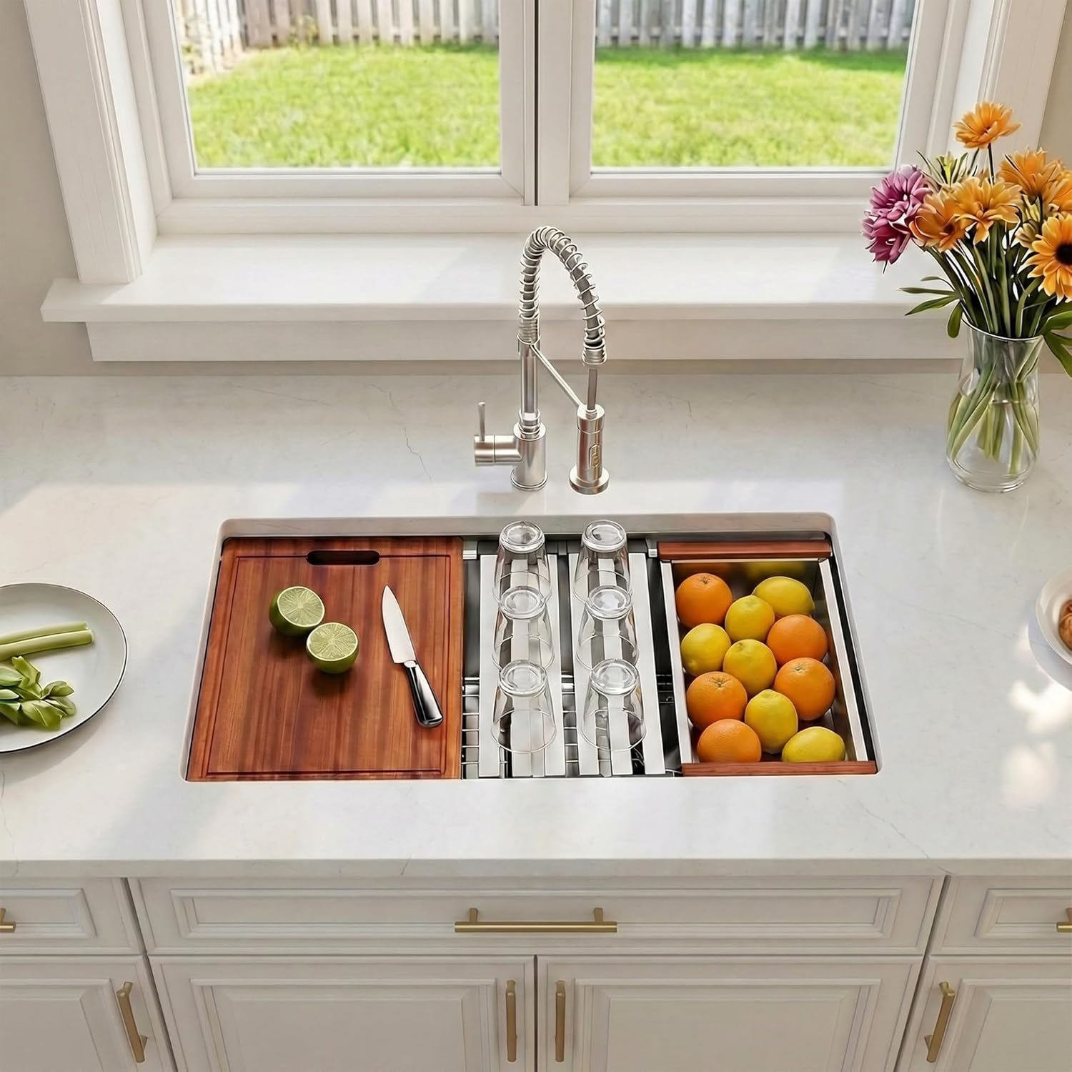 30 Inch Sink Undermount Double Bowl, 16 Gauge 50/50 Double Bowl Stainless Steel Workstation Sink, 30"x18"x10" Large and Deep Kitchen Sink With Accessories