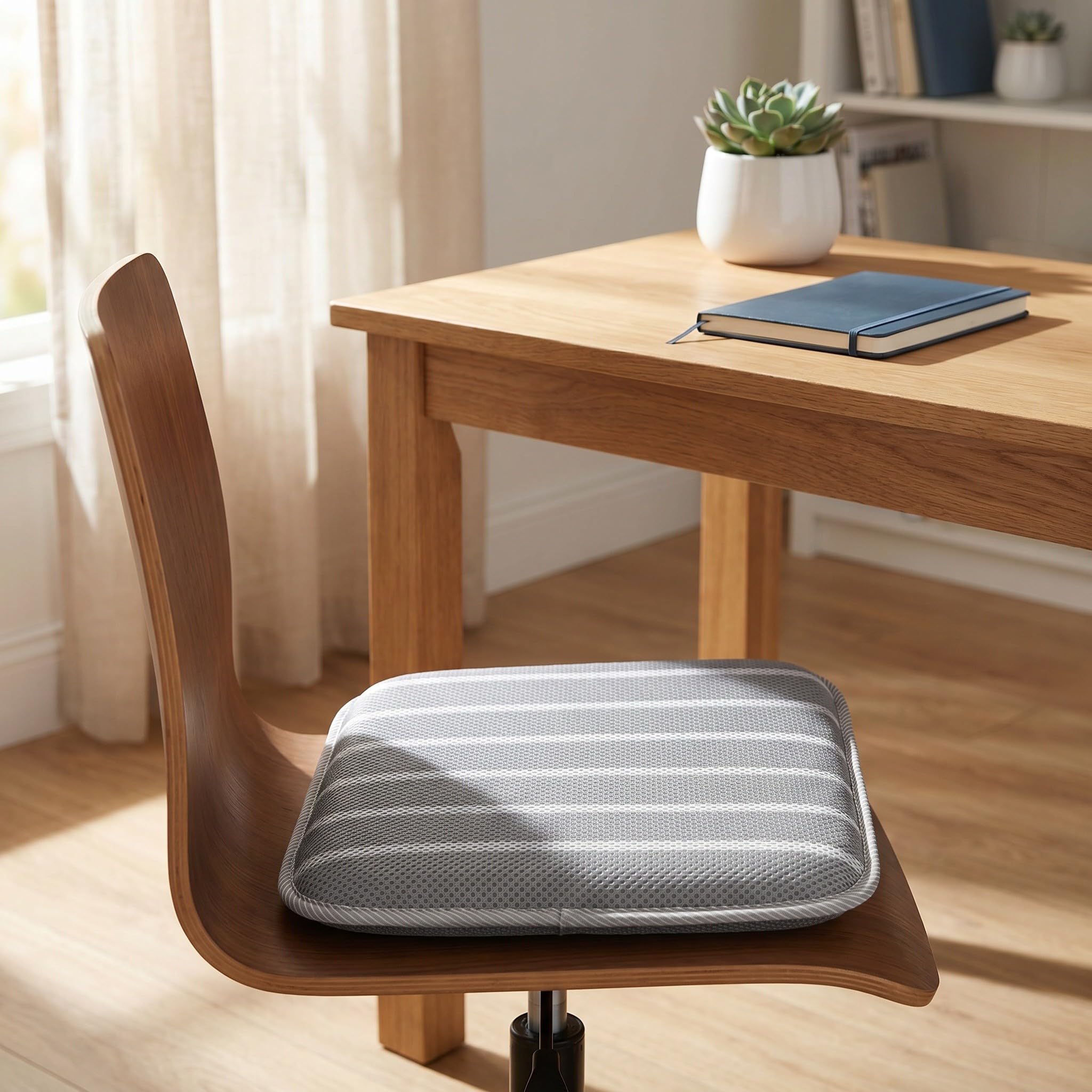 Anneome Cuscino per sedia in poliestere: cuscino a righe 3D air mesh, 45x45x3 cm, antiscivolo, ad asciugatura rapida, per per anziani