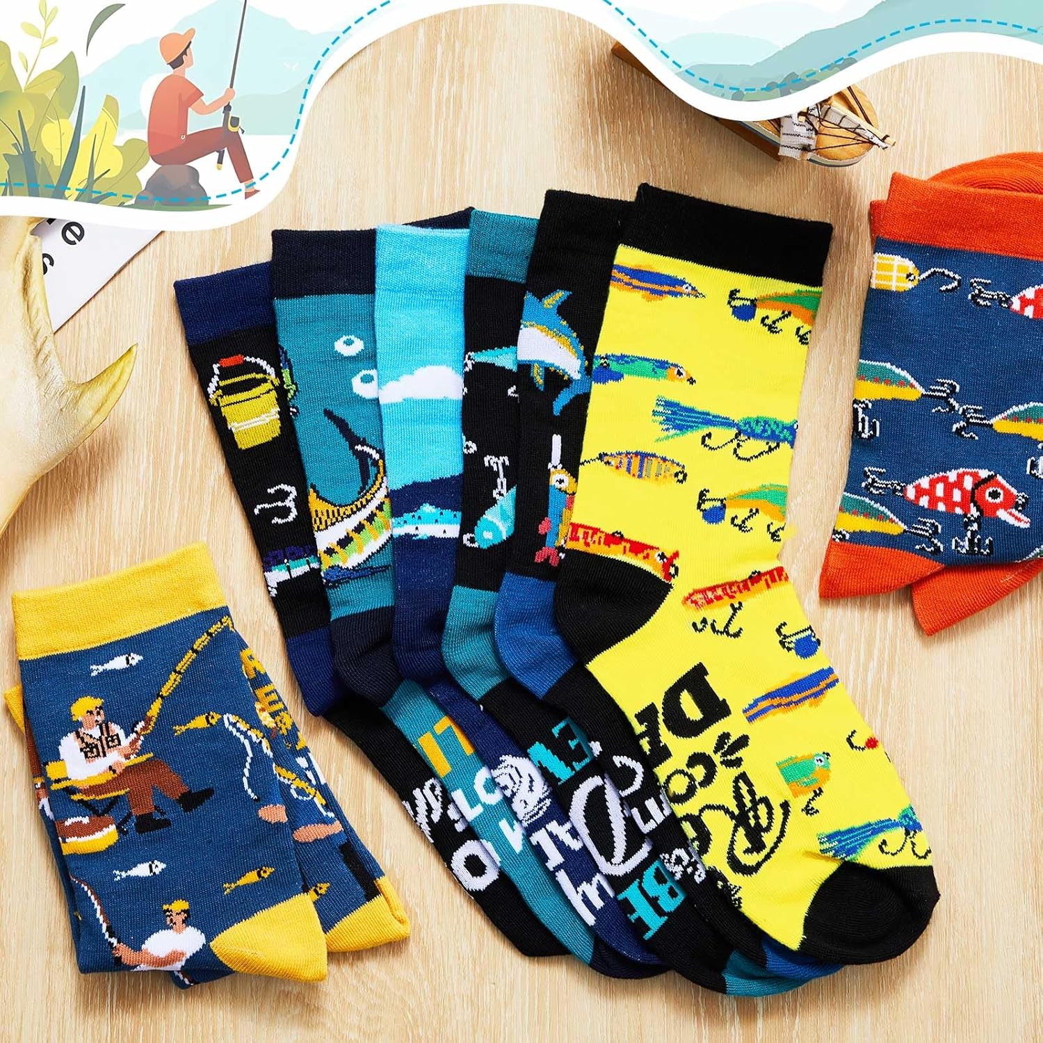 Haysandy 8 Pairs Men Funny Crew Socks Christmas Gifts Athletic Socks for Men Christmas Birthday Holiday Stocking Stuffer - Image 2