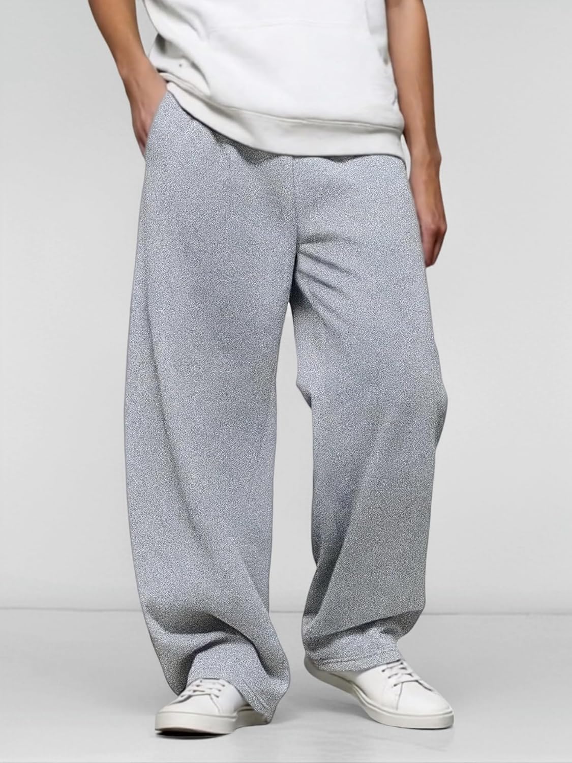 Men’s Baggy Sweatpants with Elastic Drawstring Waist, Wide-Leg Casual Loose Cotton Joggers with Deep Pockets - Image 5