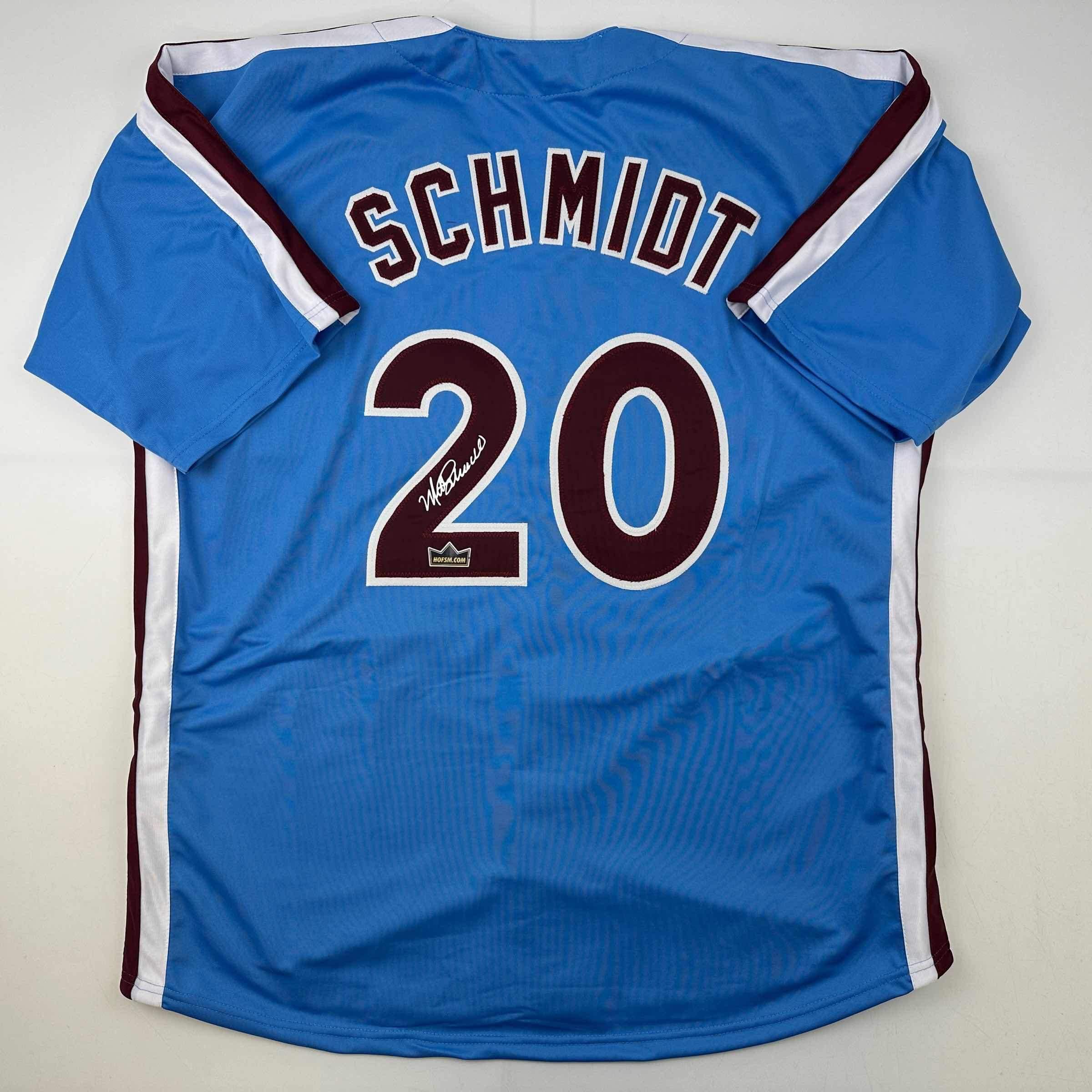 Facsimile Autographed Mike Schmidt Philadelphia Blue Retro Reprint