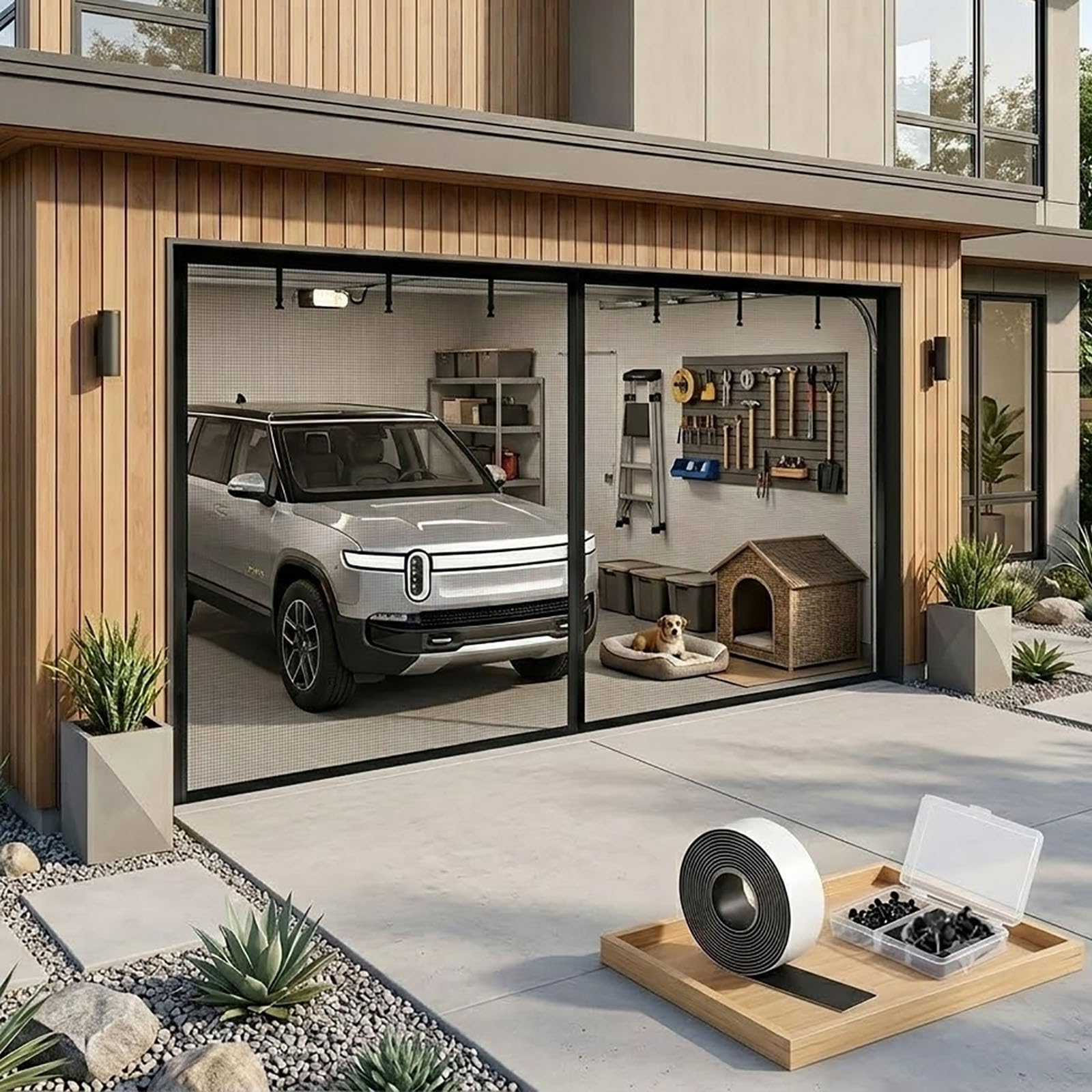 Moustiquaire de garage magnétique pour bloquer les insectes sans percer vos murs