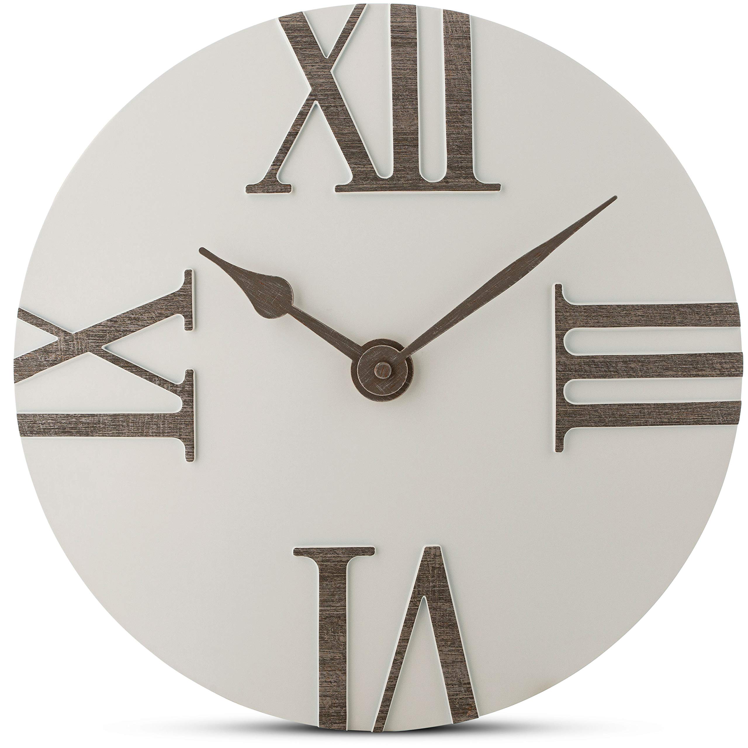 Horloge murale moderne 12 pouces pour chambre d'enfant et bureau calme design gris
