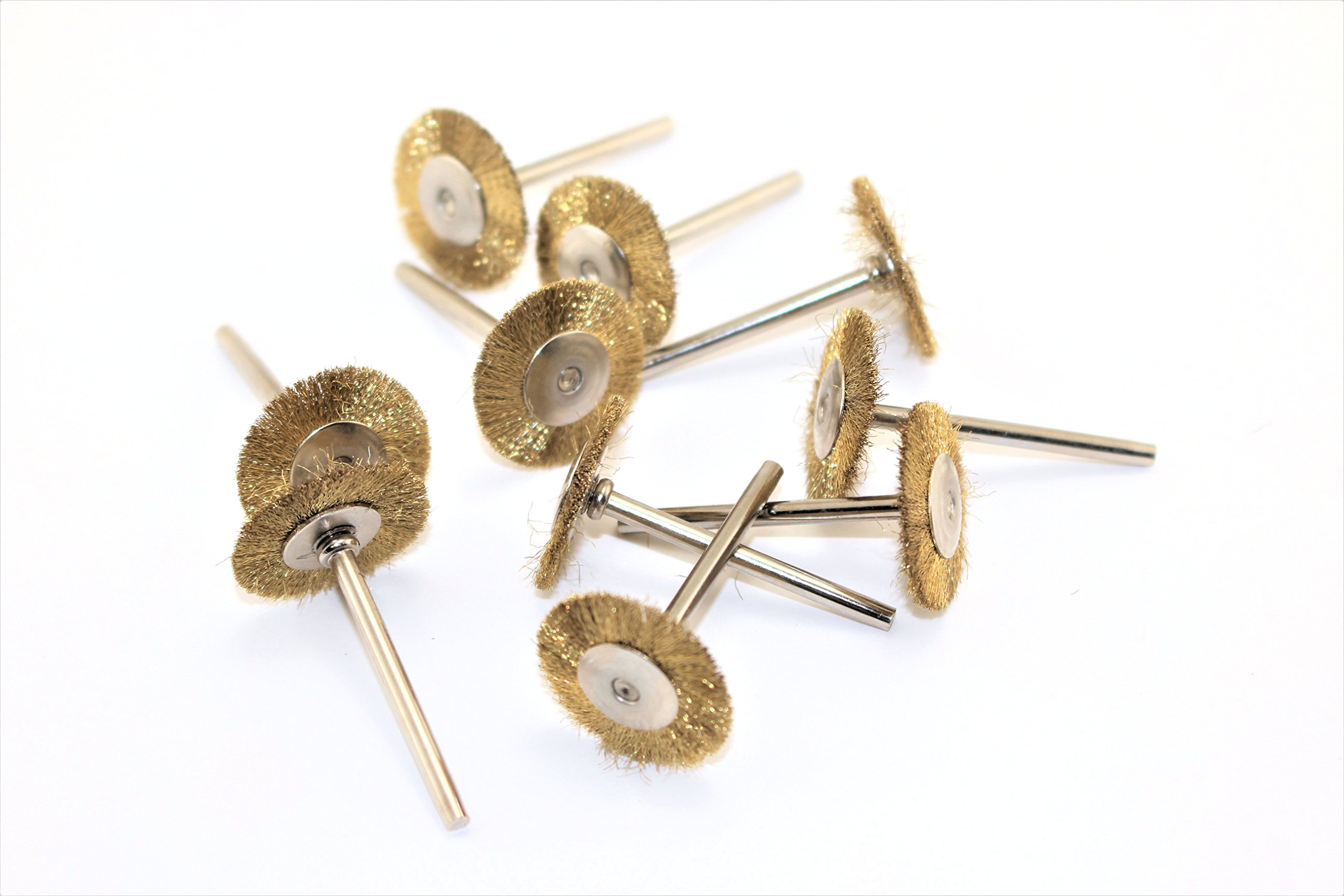TMAX 10p Brass Bristle 3/4" Flat Wire Brush Wheel for Dremel &amp; Rotary Tool