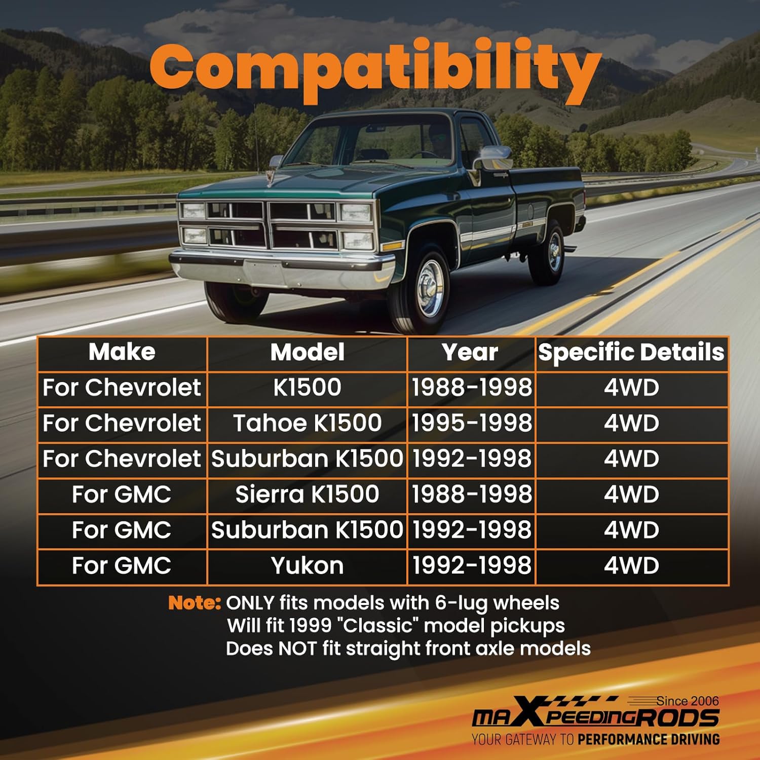 maXpeedingrods 2-4” Lift Front Upper Control Arm for Chevy/GMC K1500 Pickup 1988-1998, for Suburban/Tahoe 1992-1998