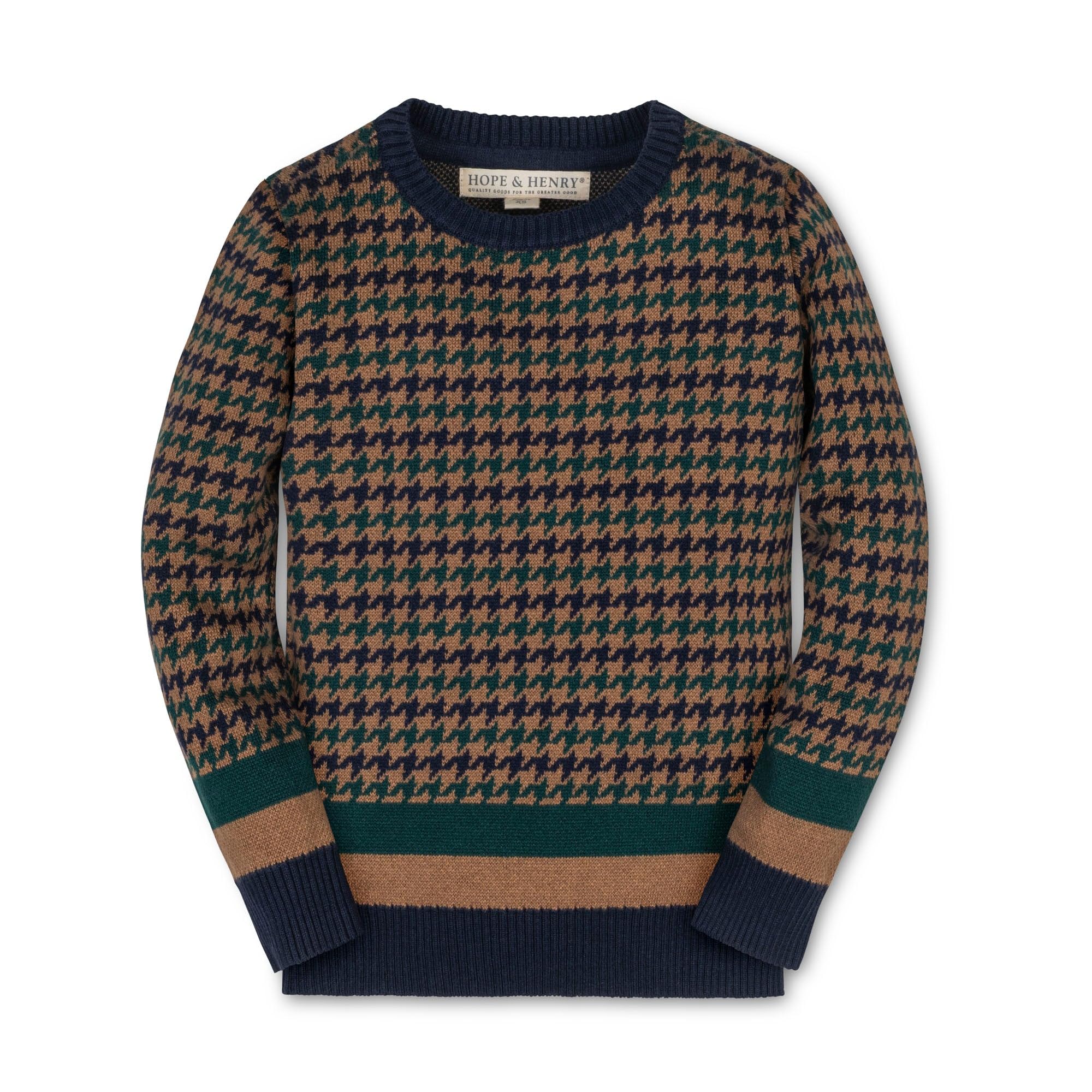 Hope & Henry Boys' Long Sleeve Crew Neck Pullover Sweater