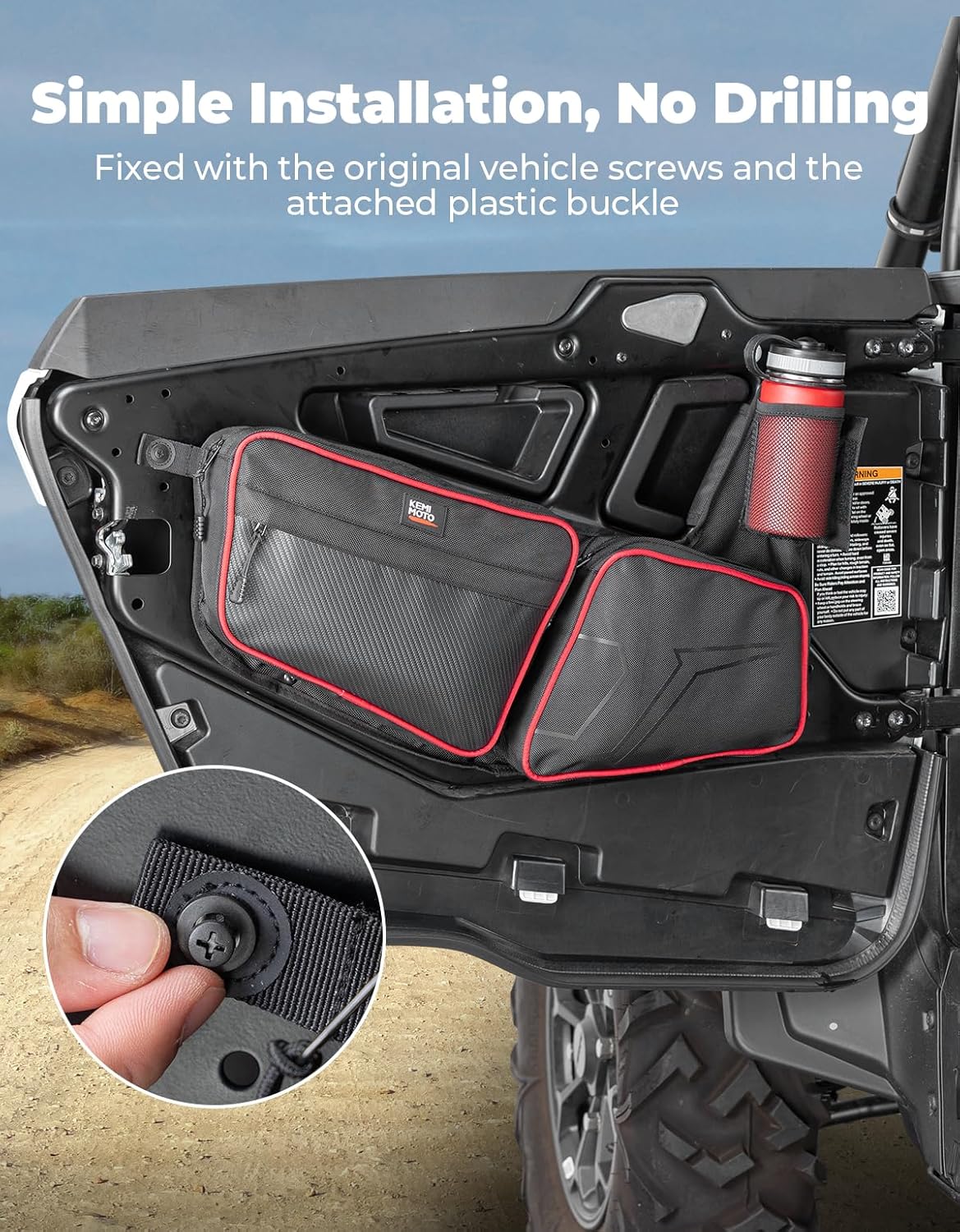 KEMIMOTO 2024 2025 XP 1000 Front Door Bag and Storage Bag with Cup Holder Compatible With Polaris RZR XP 1000 4 1000 2024 2025 Accessories 1680D High-Density UTV Storage Bags