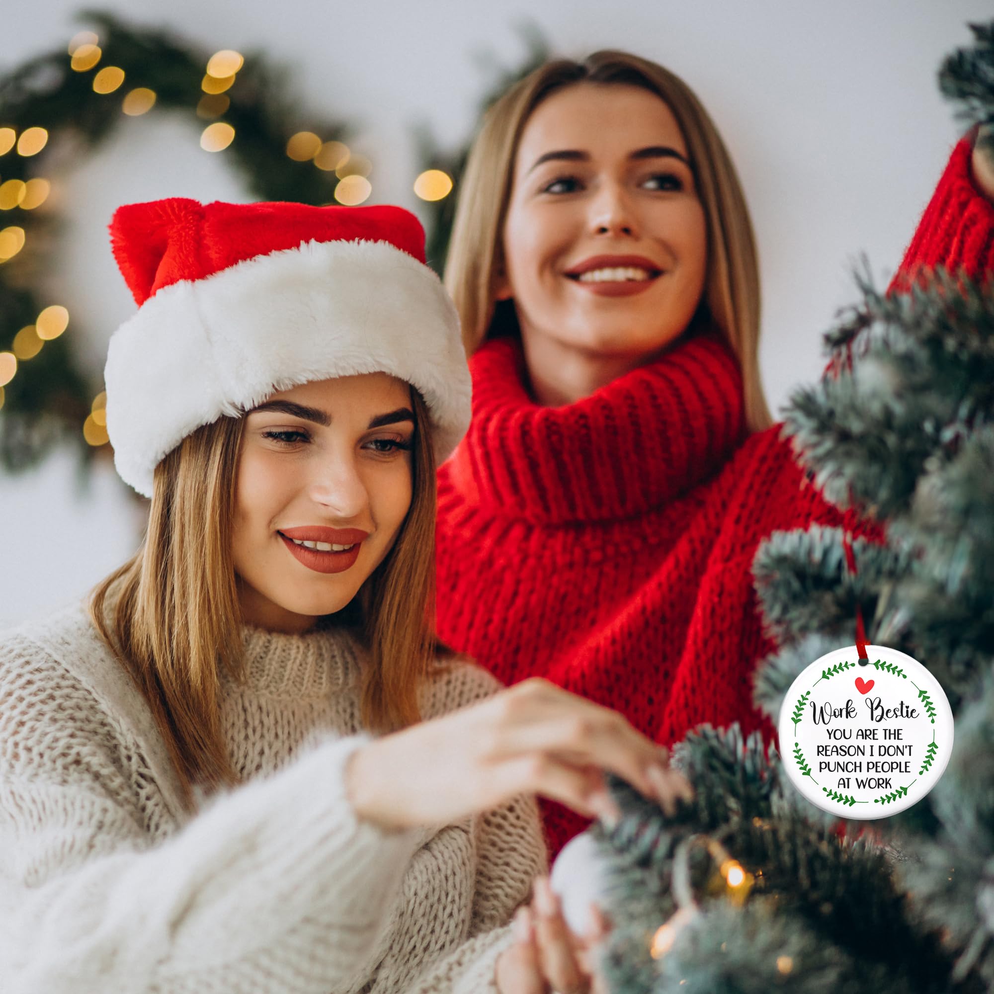 Regali per colleghi, per amiche, donne, ornamenti natalizi – colleghi di Natale, regali di compleanno per amici, colleghi, lavoro Bestie amicizia regali – Decorazioni natalizie ornamenti in ceramica