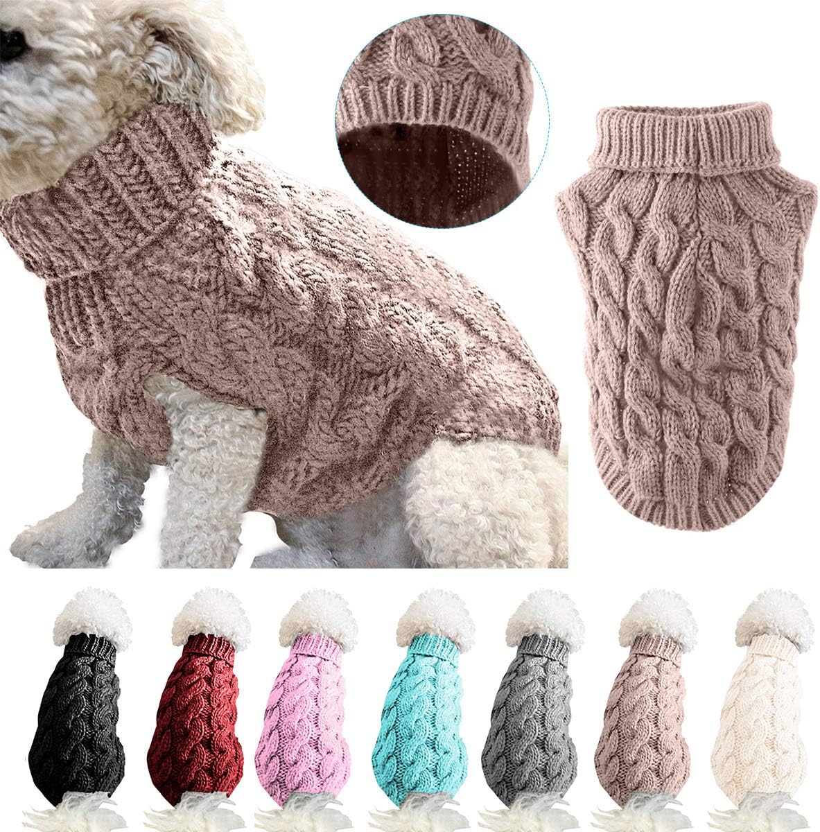 Pet Dog Turtleneck Knitting Sweater Coat Winter Warmer Thickening Pullover Knitwear Crochet Coat Clothes for Small Dog Puppy Cat