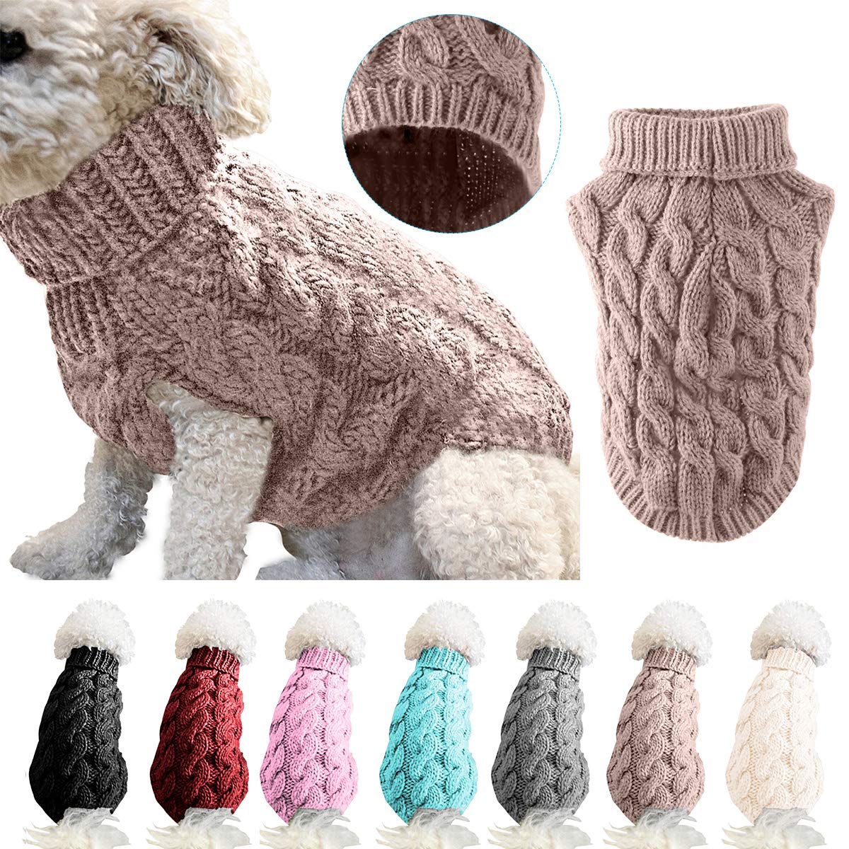 Pet Dog Turtleneck Knitting Sweater Coat Winter Warmer Thickening Pullover Knitwear Crochet Coat Clothes for Small Dog Puppy Cat