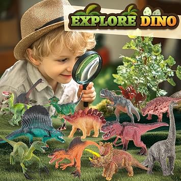 TOEY PLAY Dinosaur Figures Set, 12 PCS Realistic Dinosaurs Toy, Large Dino Figures for Boys Girls, T-rex, Triceratops, Animals Gifts for Kids 3 4 5 6 7 Years Old